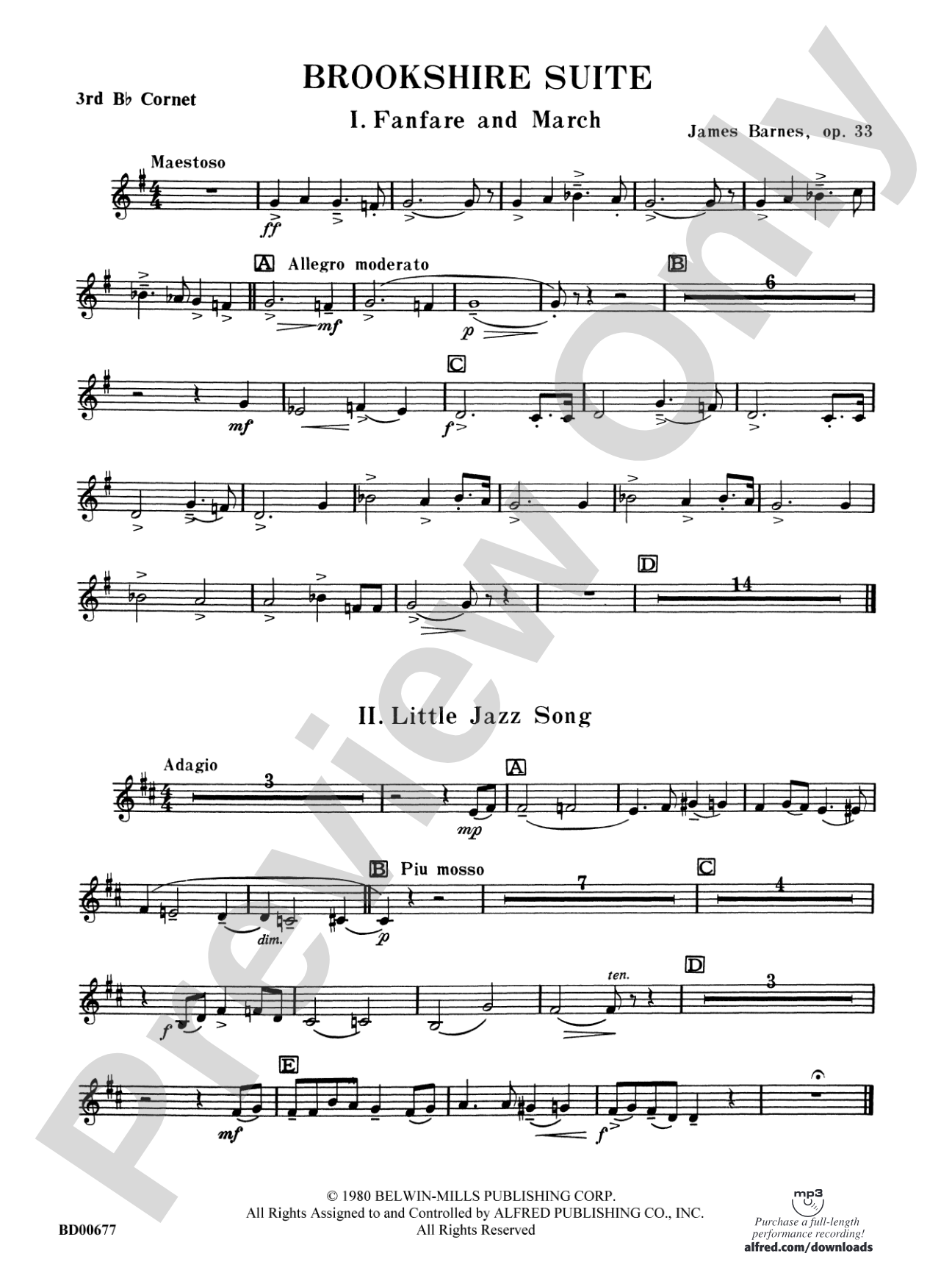 Brookshire Suite: 3rd B-flat Cornet