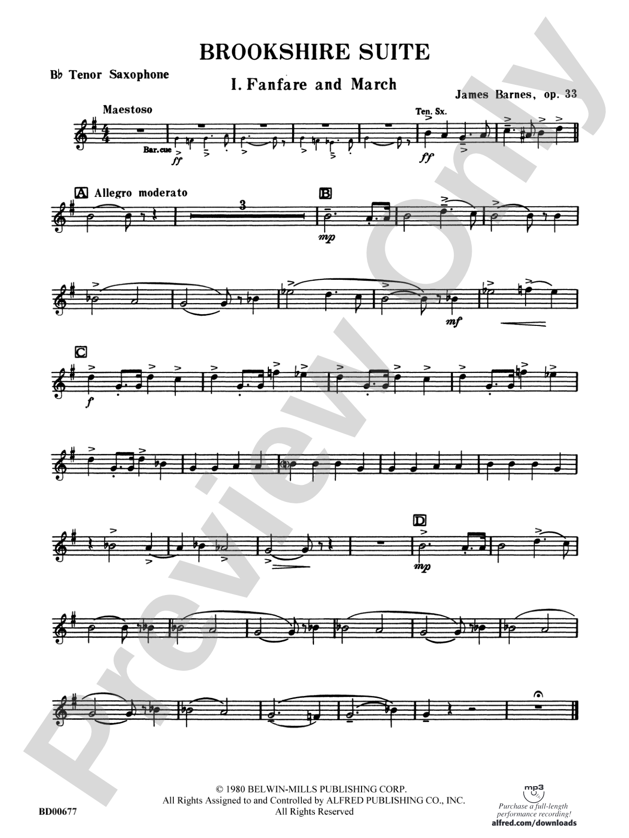 Brookshire Suite: B-flat Tenor Saxophone
