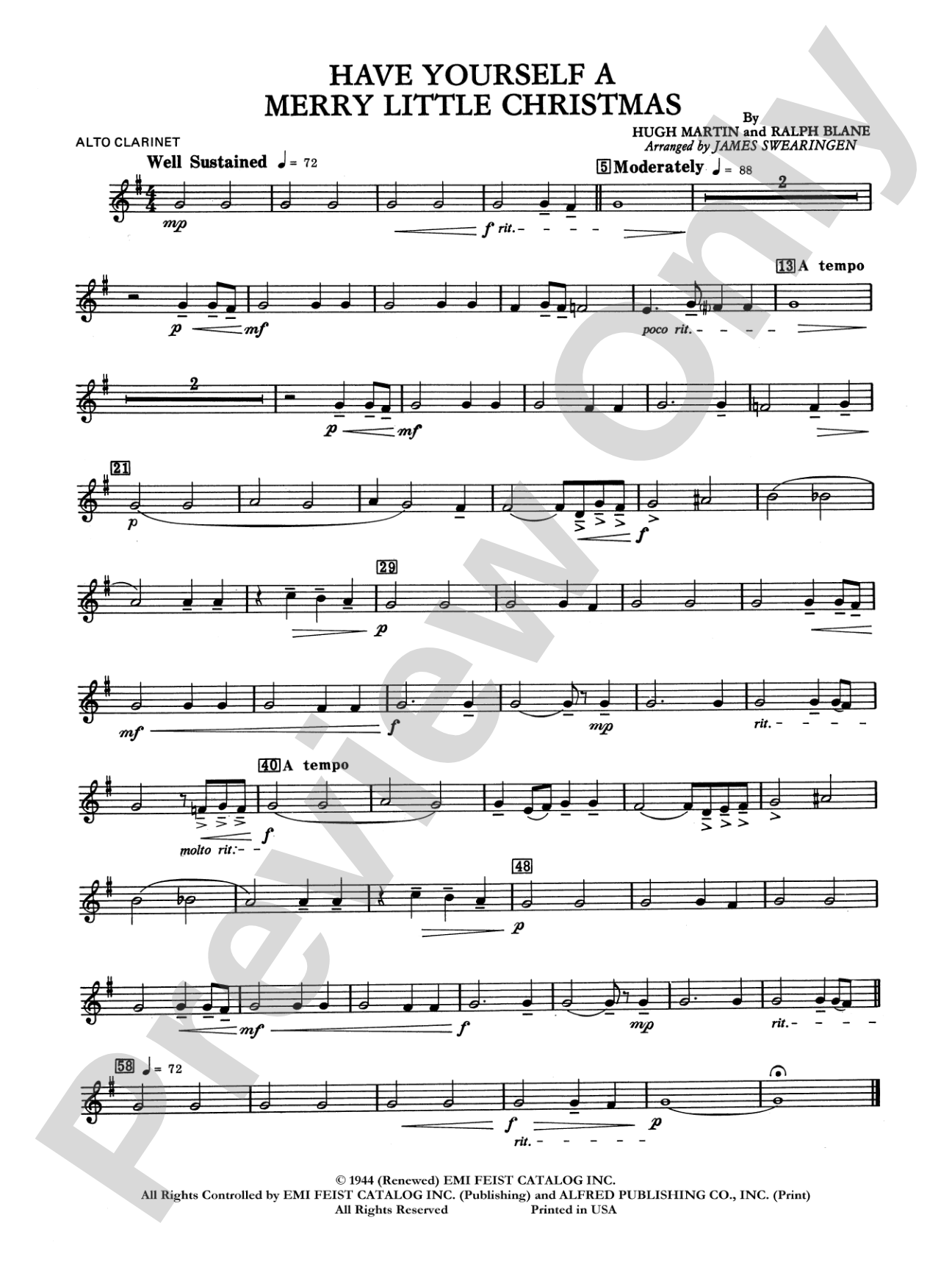 Have Yourself a Merry Little Christmas: E-flat Alto Clarinet