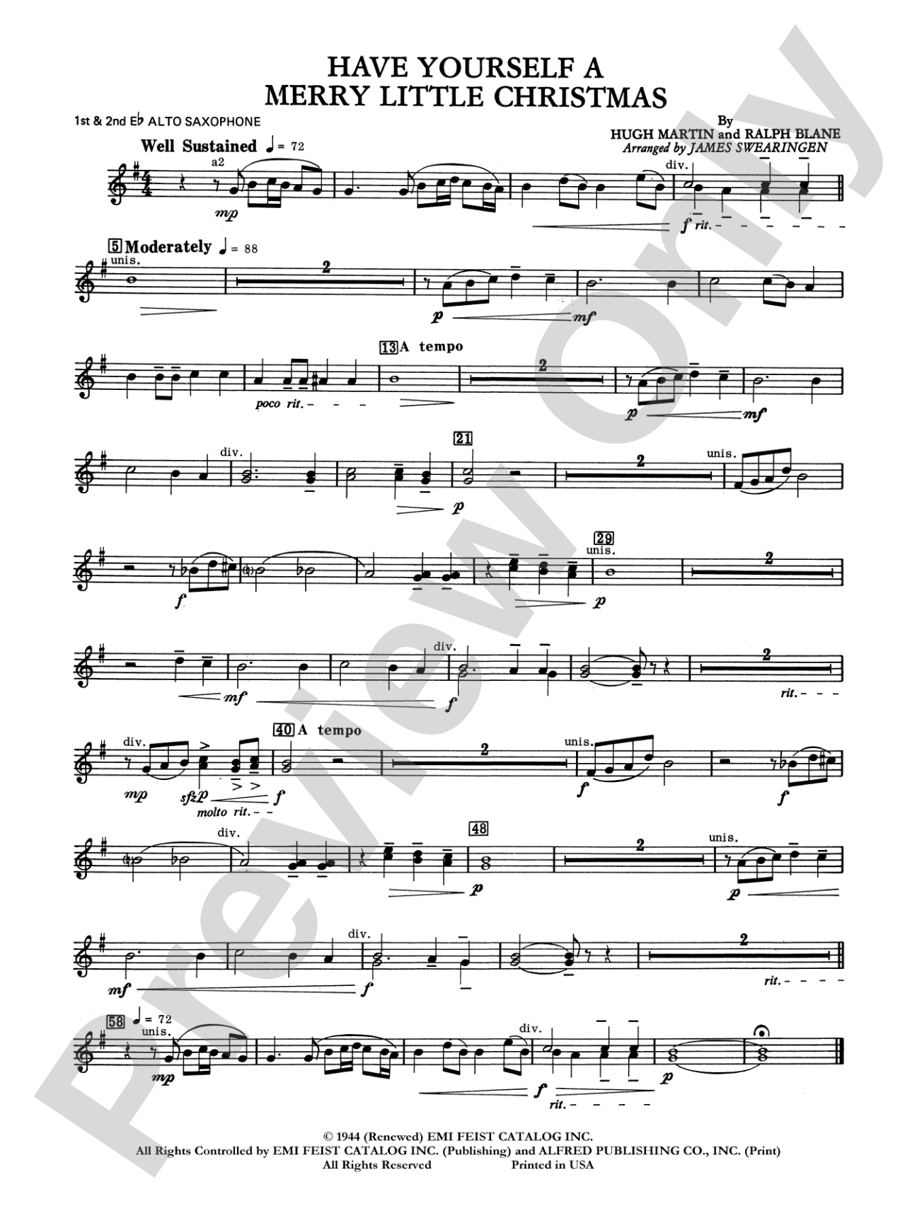 Have Yourself a Merry Little Christmas: E-flat Alto Saxophone
