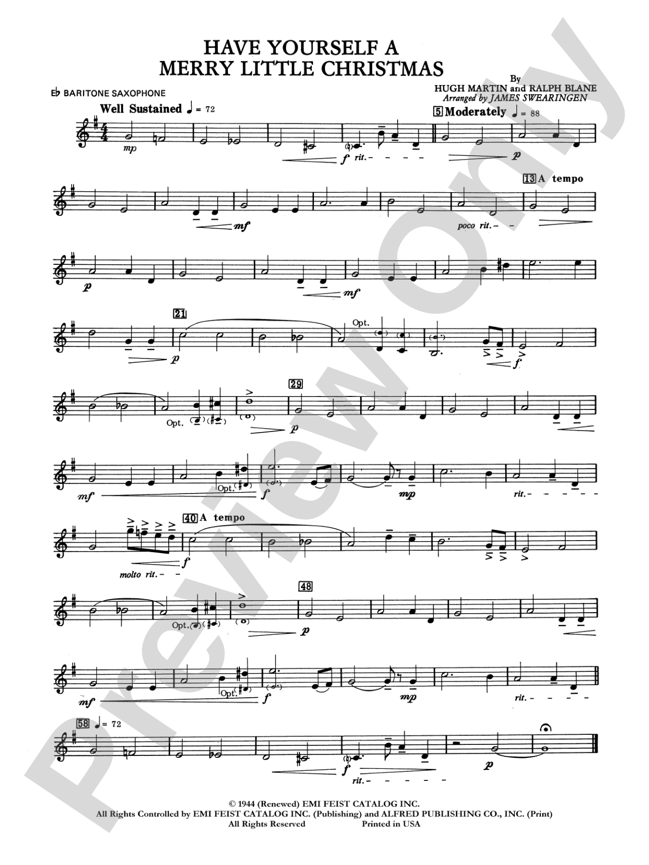 Have Yourself a Merry Little Christmas: E-flat Baritone Saxophone