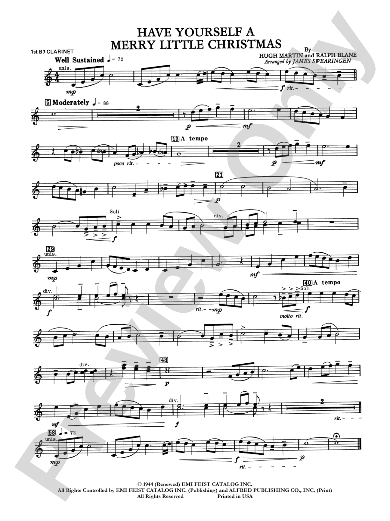 Have Yourself a Merry Little Christmas: 1st B-flat Clarinet