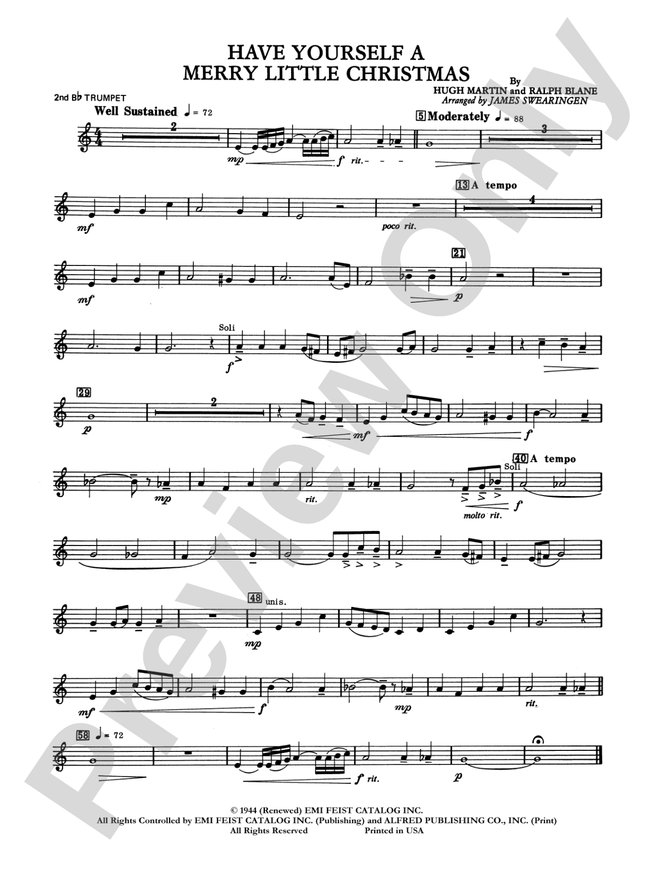 Have Yourself a Merry Little Christmas: 2nd B-flat Trumpet