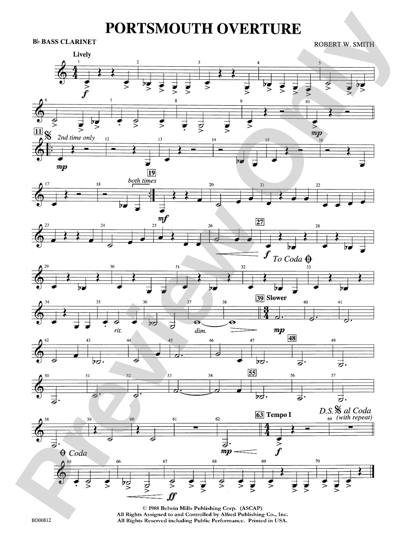 Portsmouth Overture: B-flat Bass Clarinet