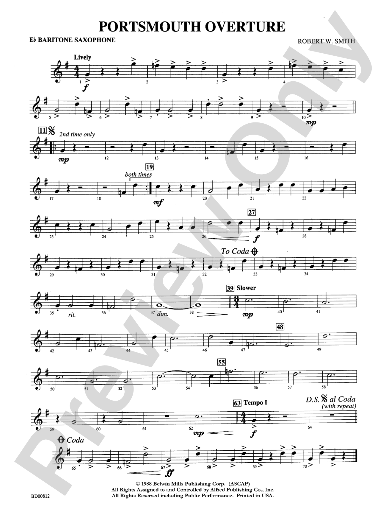 Portsmouth Overture: E-flat Baritone Saxophone