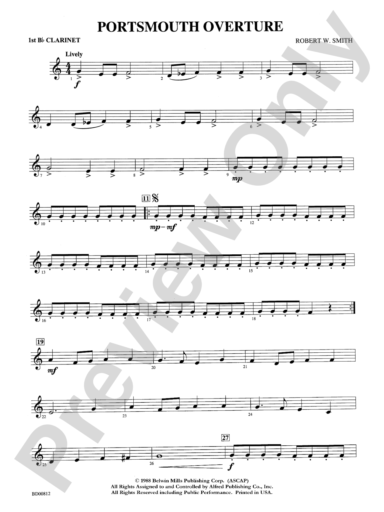 Portsmouth Overture: 1st B-flat Clarinet
