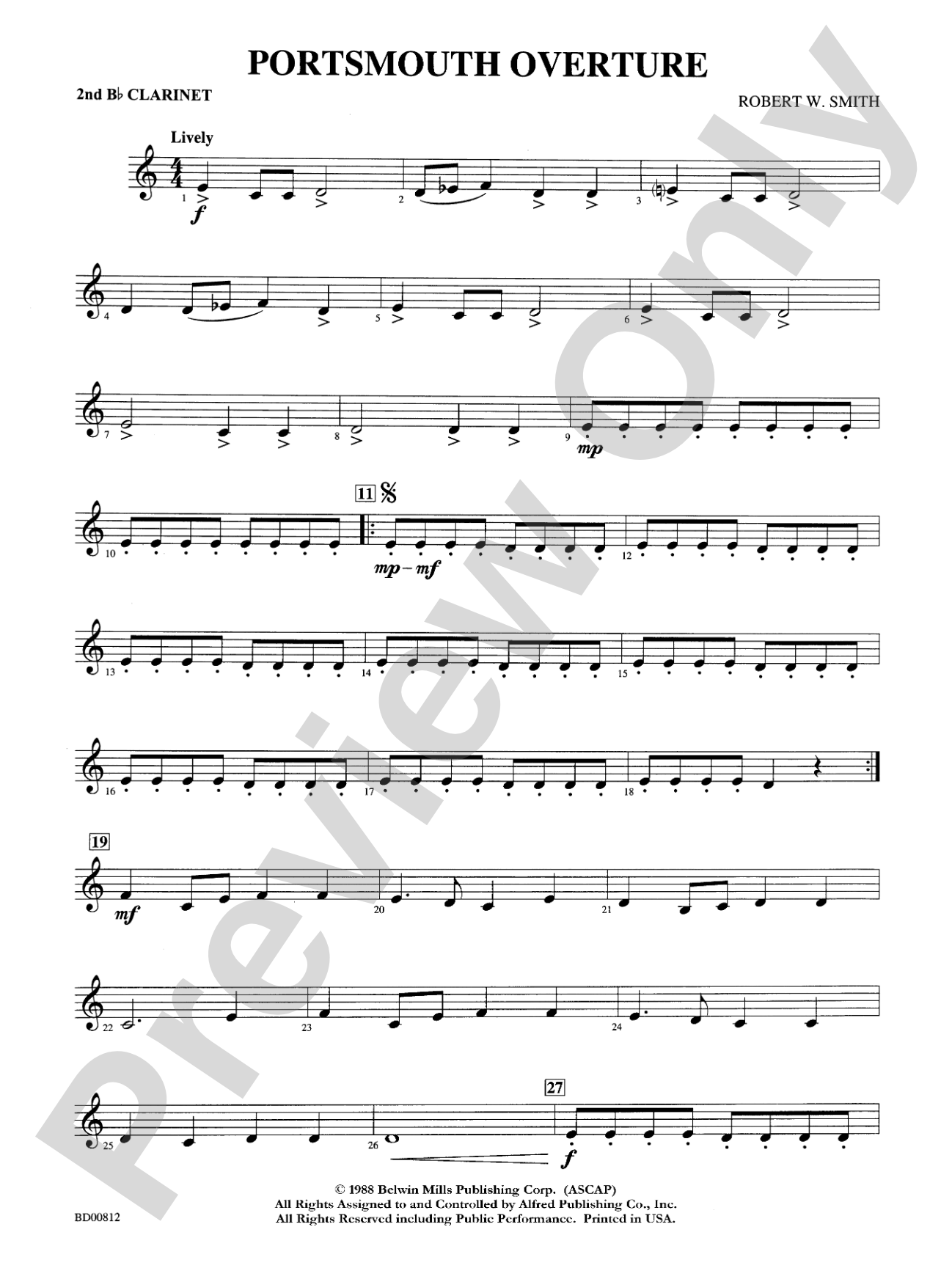 Portsmouth Overture: 2nd B-flat Clarinet