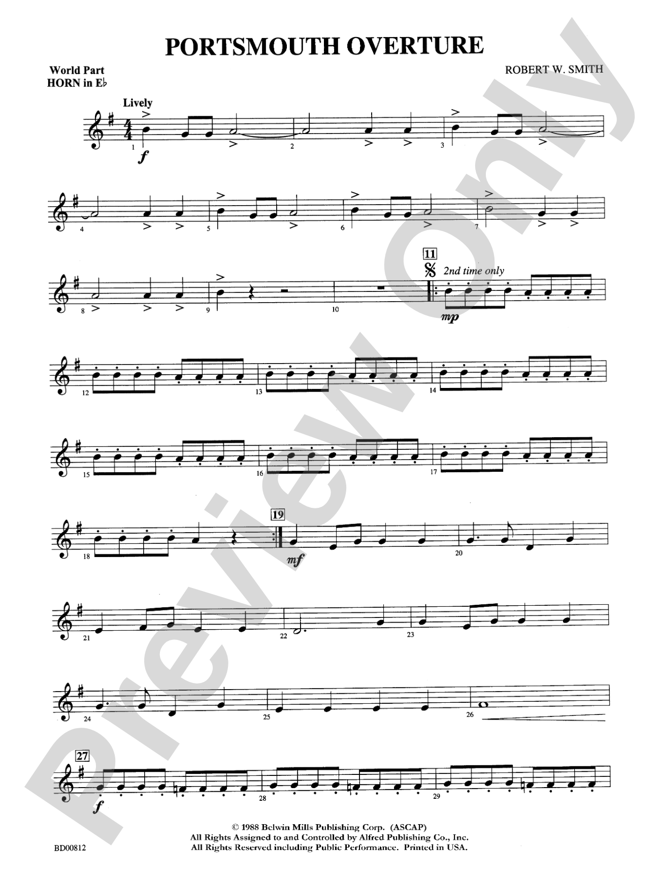 Portsmouth Overture: WP 1st Horn in E-flat