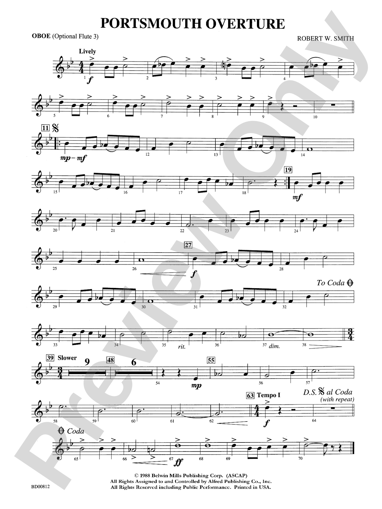 Portsmouth Overture: Oboe