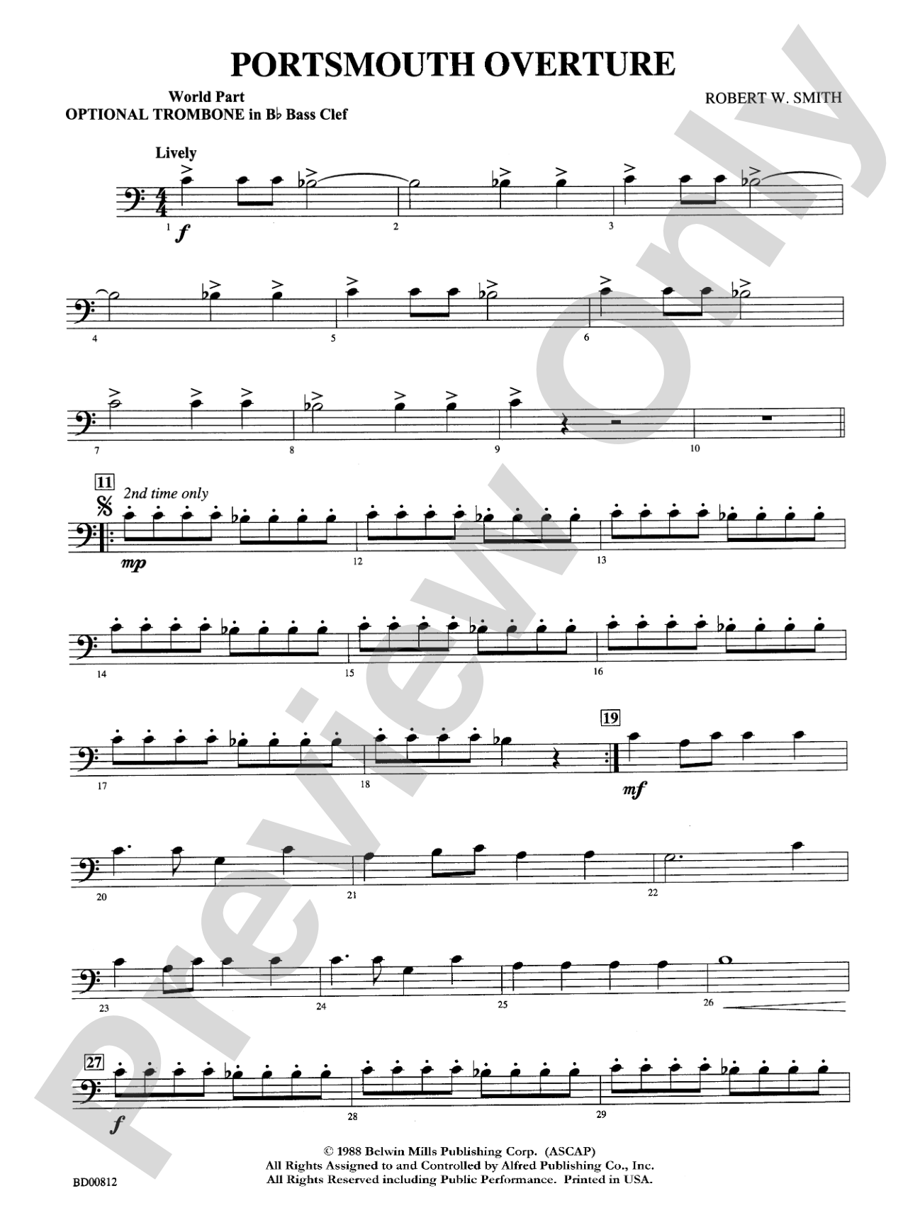 Portsmouth Overture: WP 1st B-flat Trombone B.C.