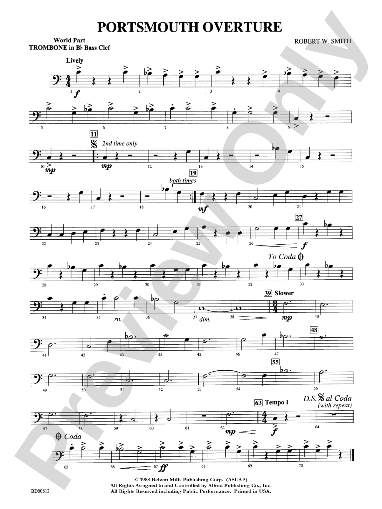 Portsmouth Overture: WP 2nd B-flat Trombone B.C.