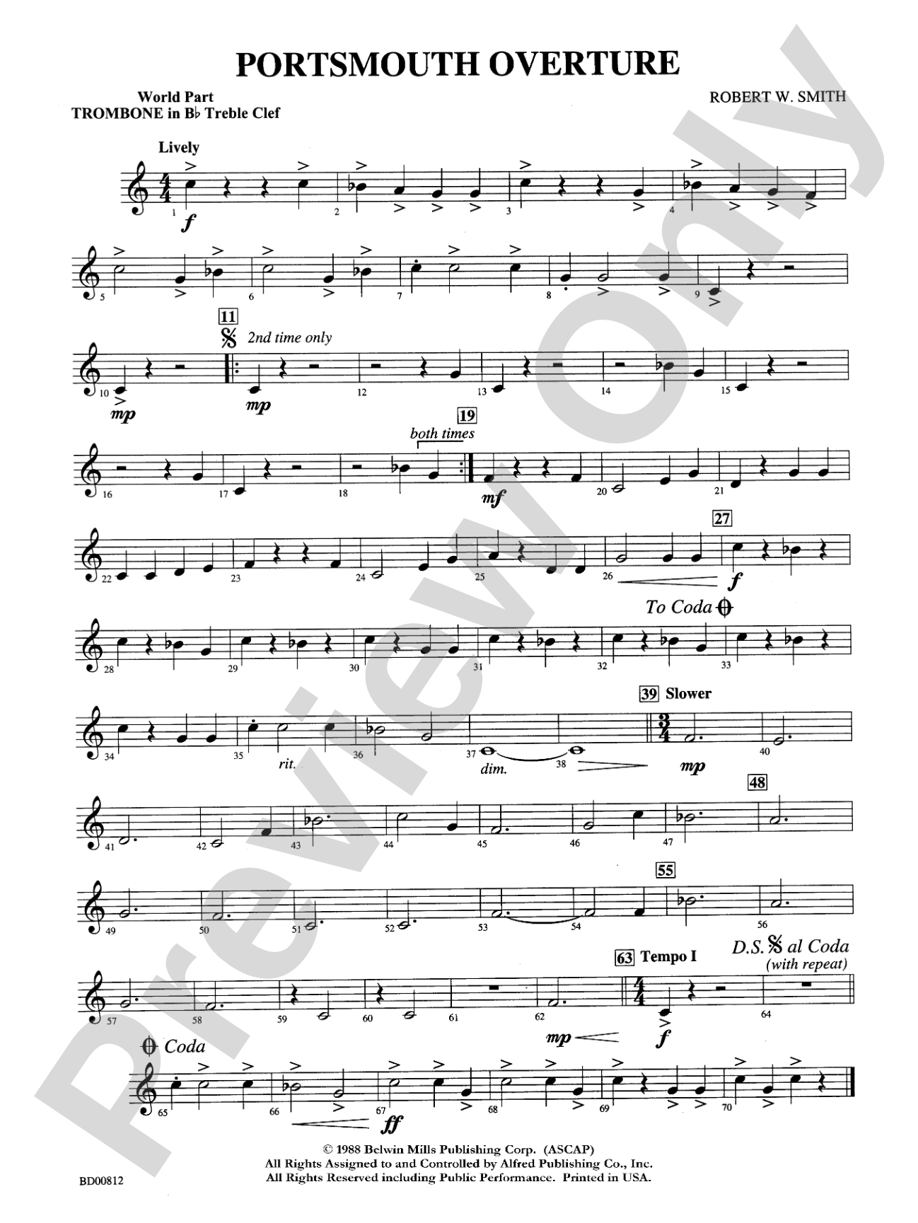 Portsmouth Overture: WP 2nd B-flat Trombone T.C.