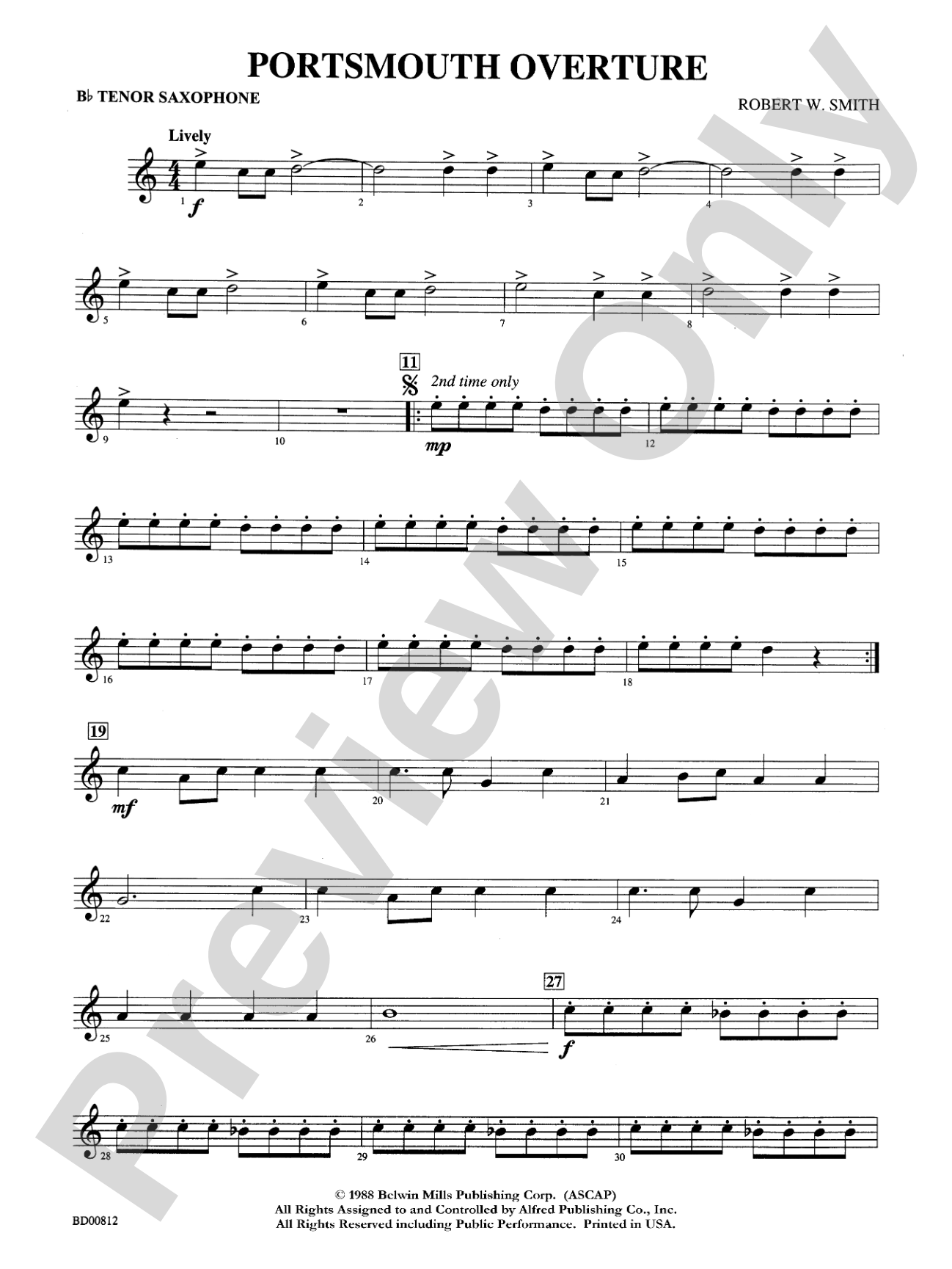 Portsmouth Overture: B-flat Tenor Saxophone