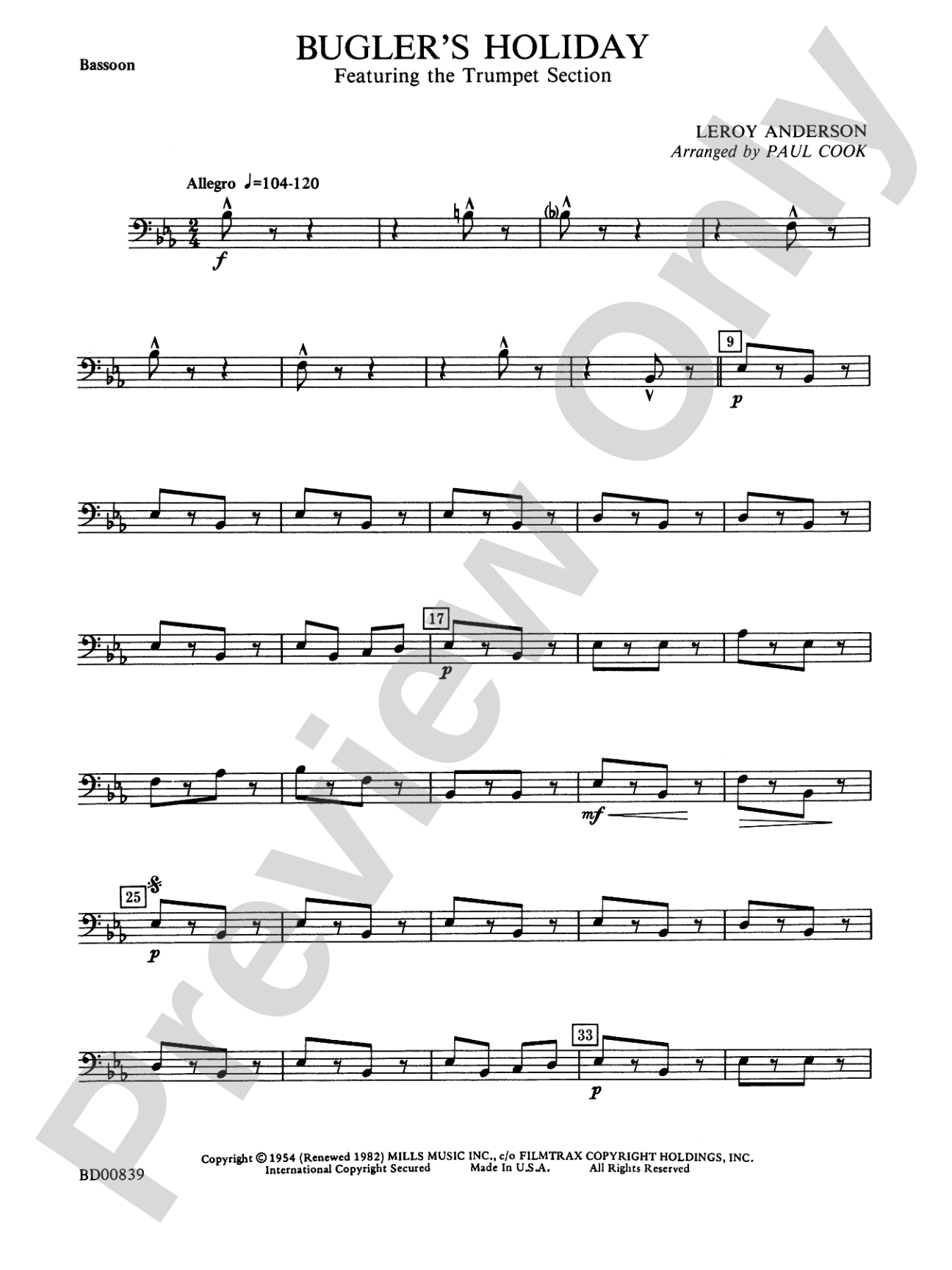 Bugler's Holiday (featuring the Trumpet Section): Bassoon