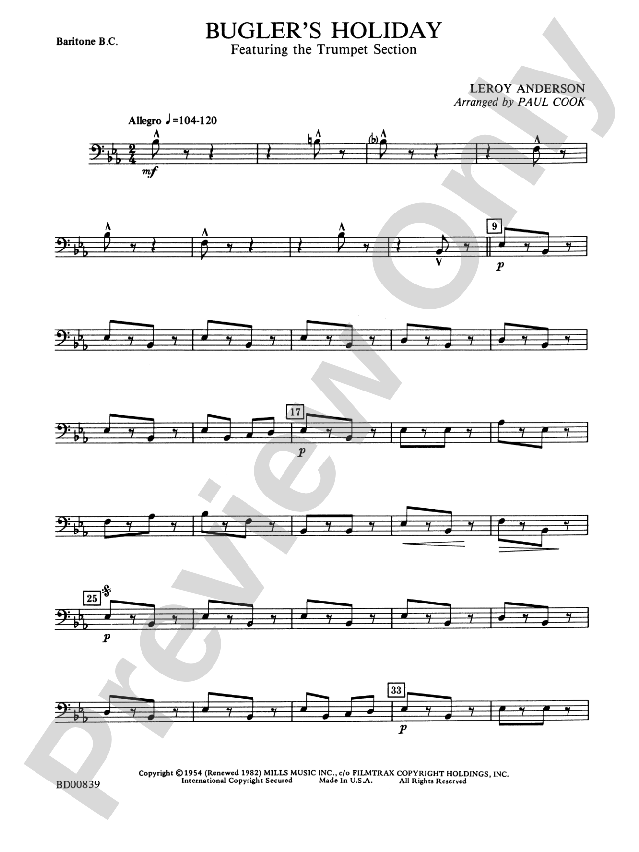 Bugler's Holiday (featuring the Trumpet Section): Baritone B.C.