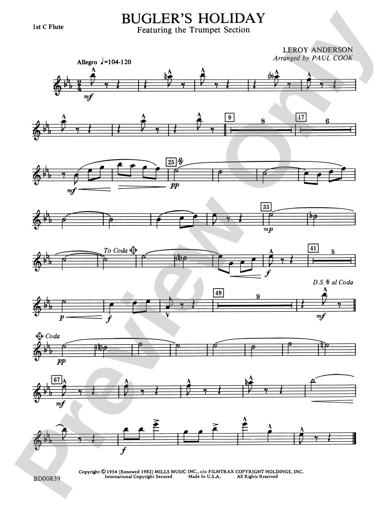 Bugler's Holiday (featuring the Trumpet Section): Flute