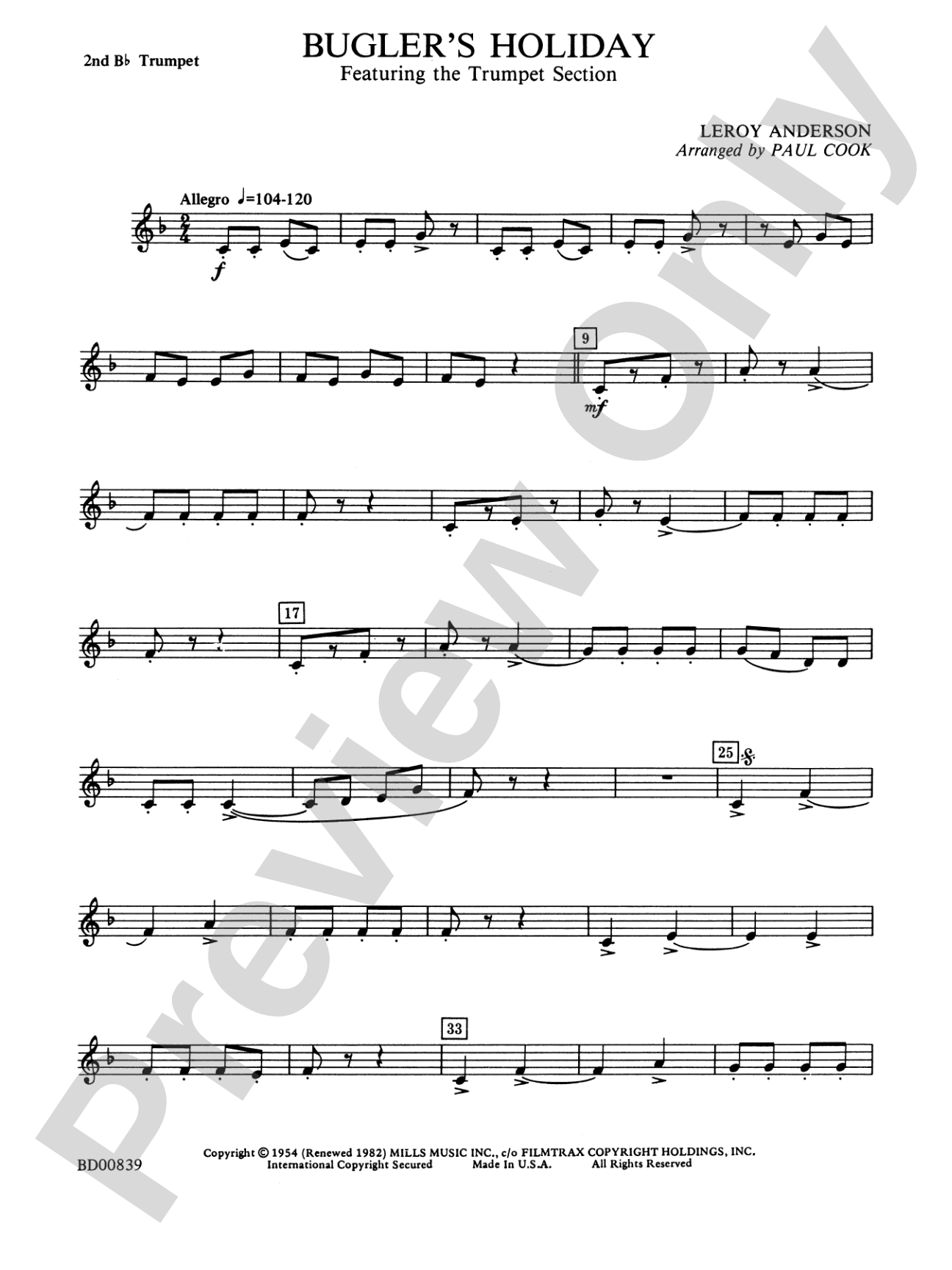 Bugler's Holiday (featuring the Trumpet Section): 2nd B-flat Trumpet