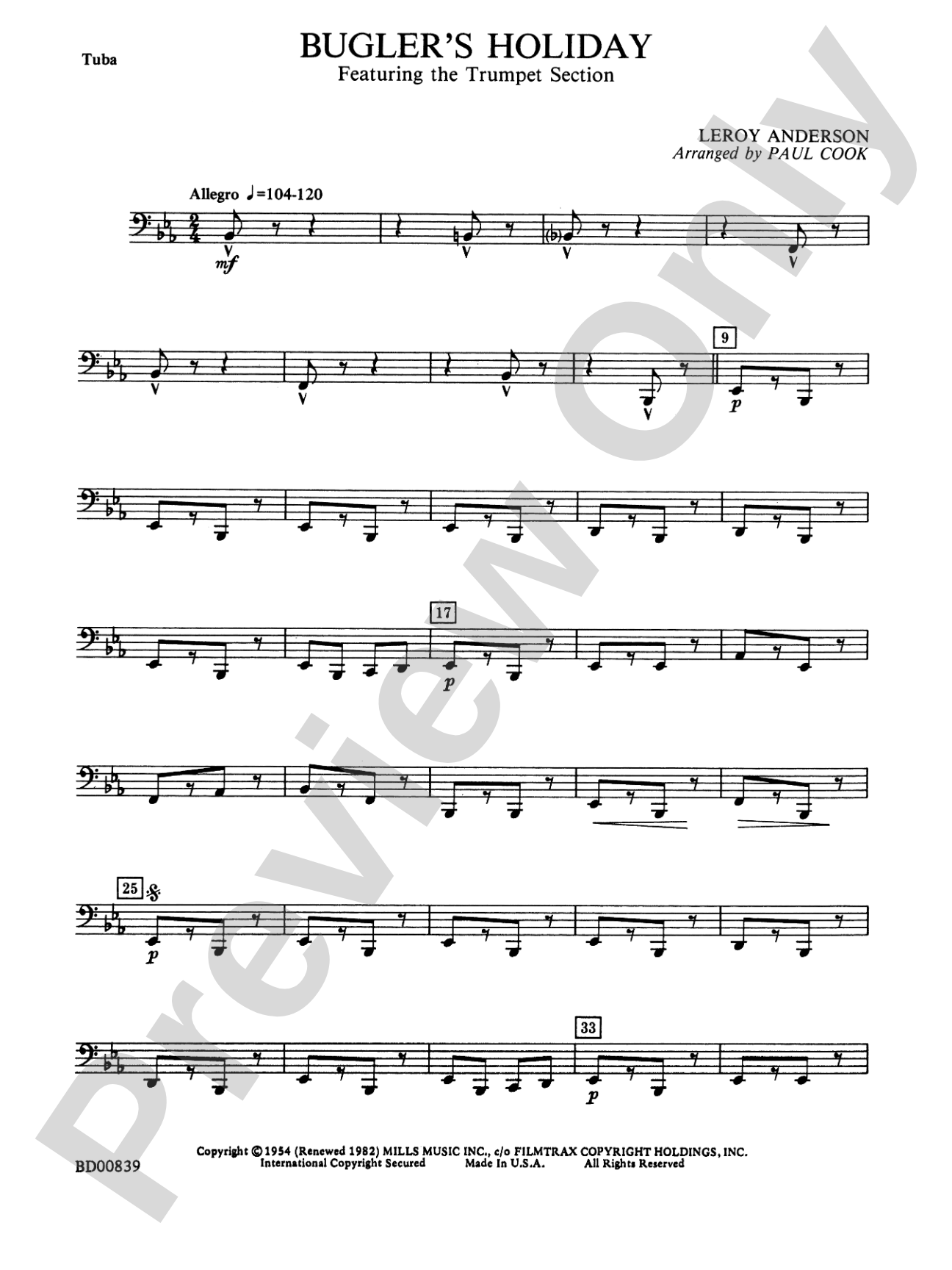 Bugler's Holiday (featuring the Trumpet Section): Tuba