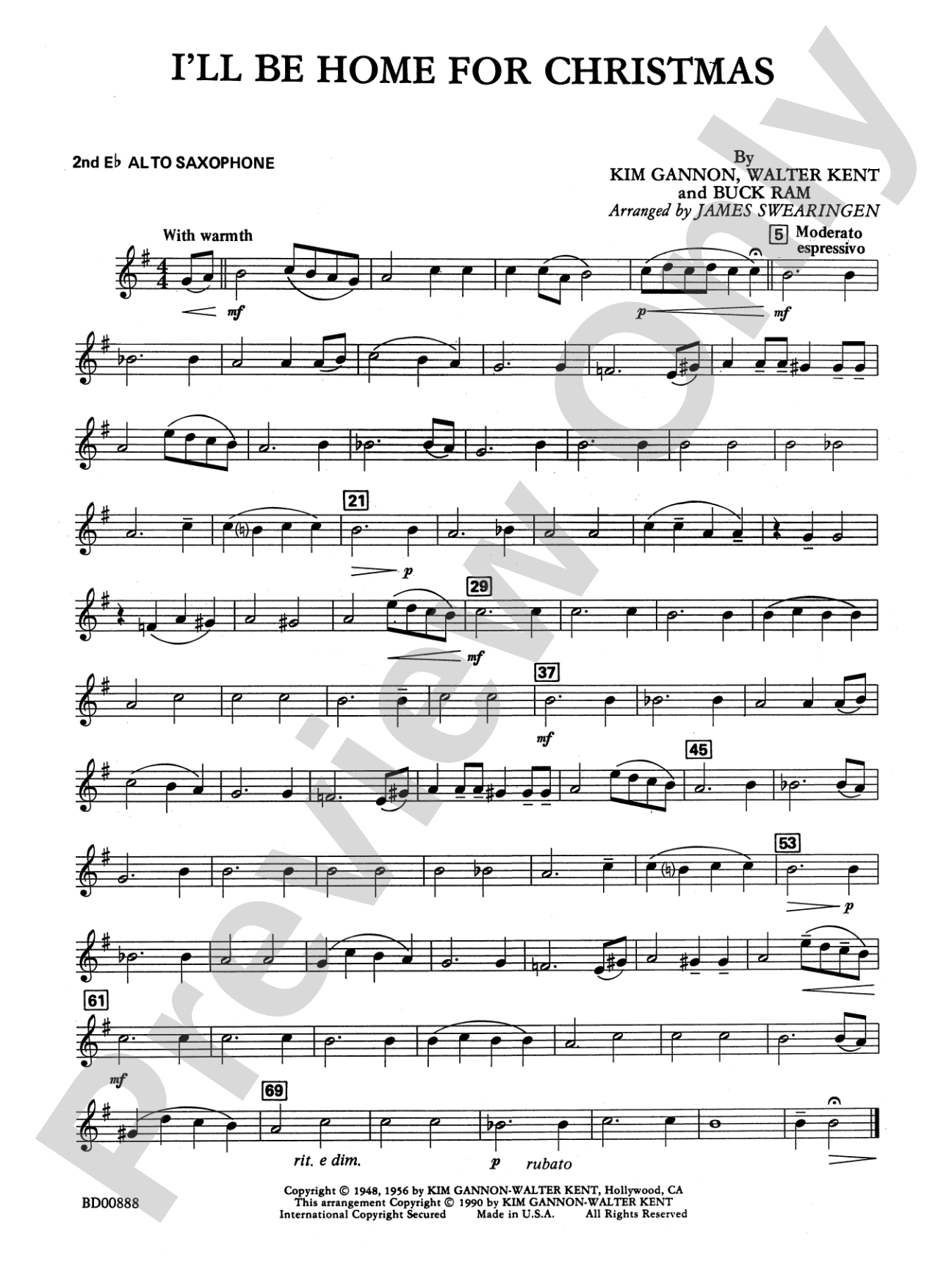 I'll Be Home for Christmas: 2nd E-flat Alto Saxophone