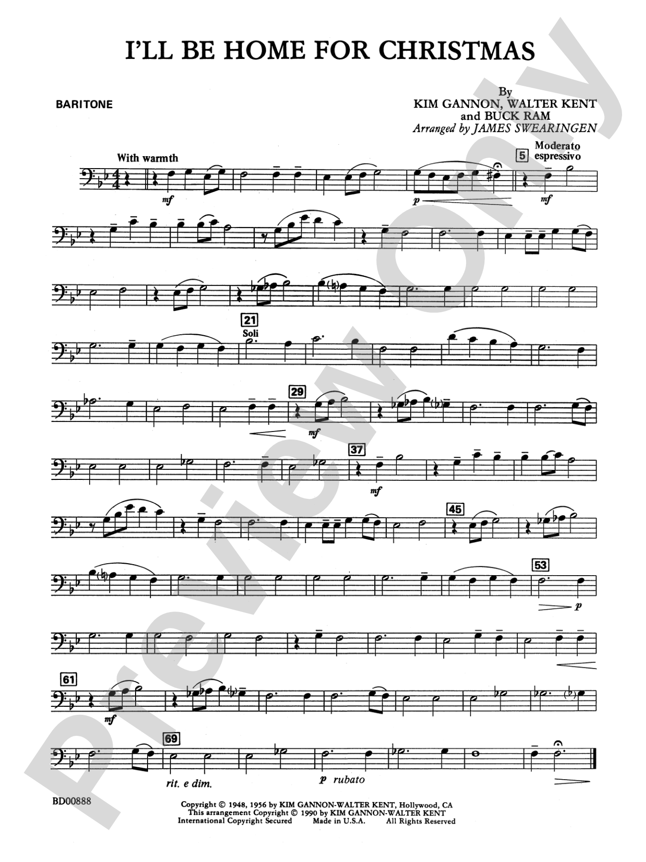 I'll Be Home for Christmas: Baritone B.C.