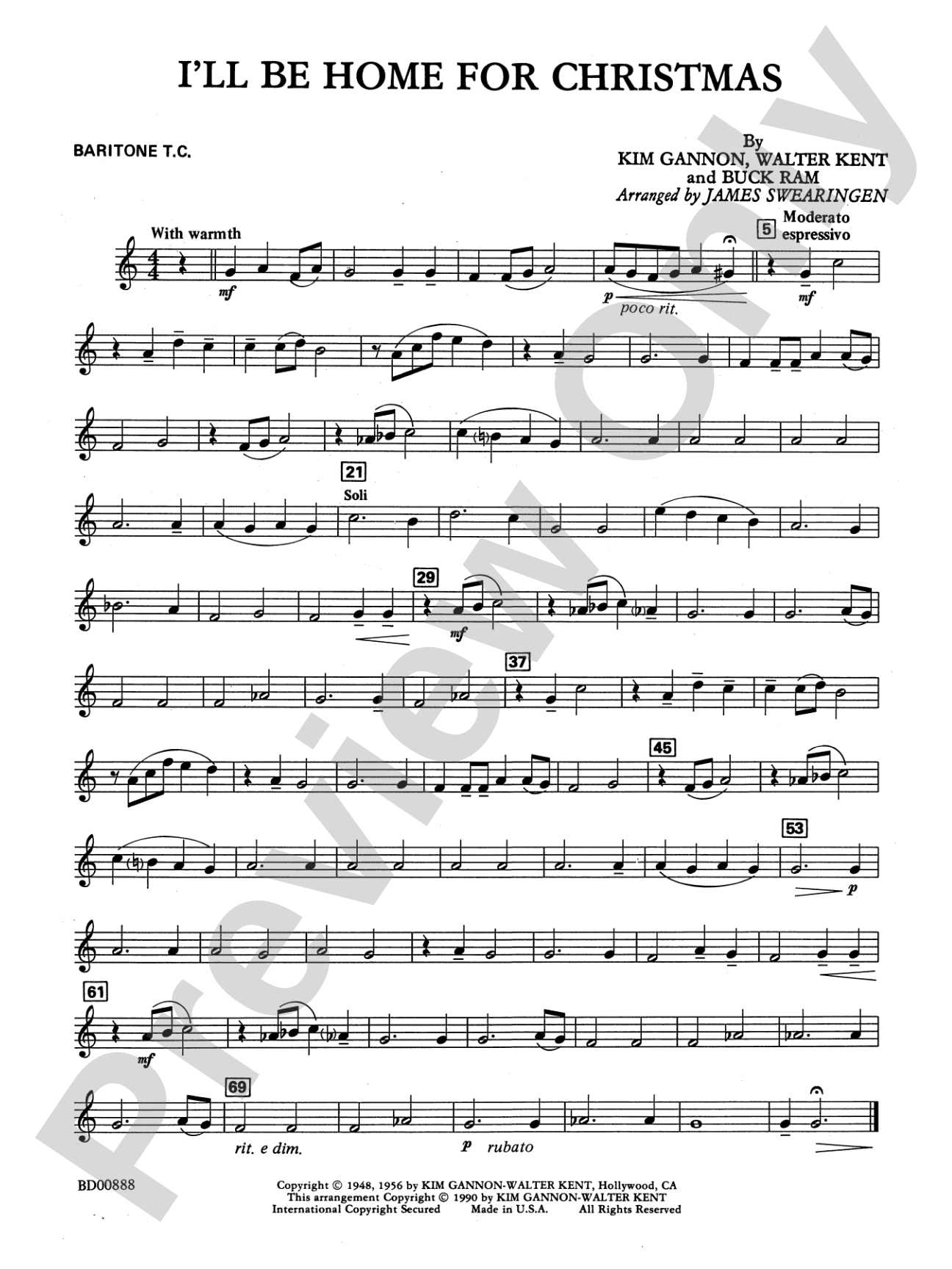 I'll Be Home for Christmas: Baritone T.C.