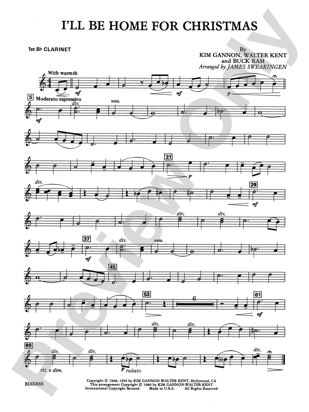 I'll Be Home for Christmas: 1st B-flat Clarinet