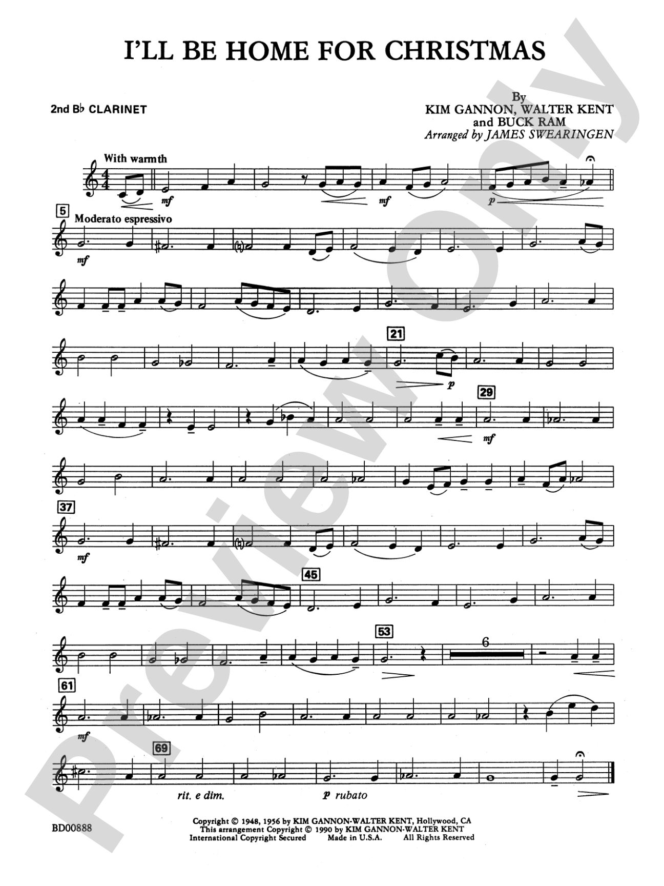 I'll Be Home for Christmas: 2nd B-flat Clarinet