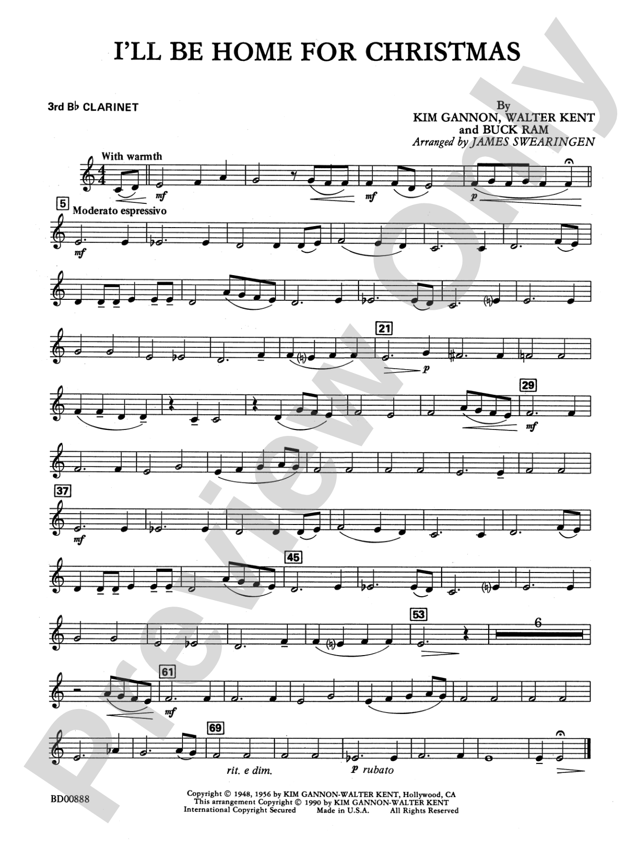 I'll Be Home for Christmas: 3rd B-flat Clarinet