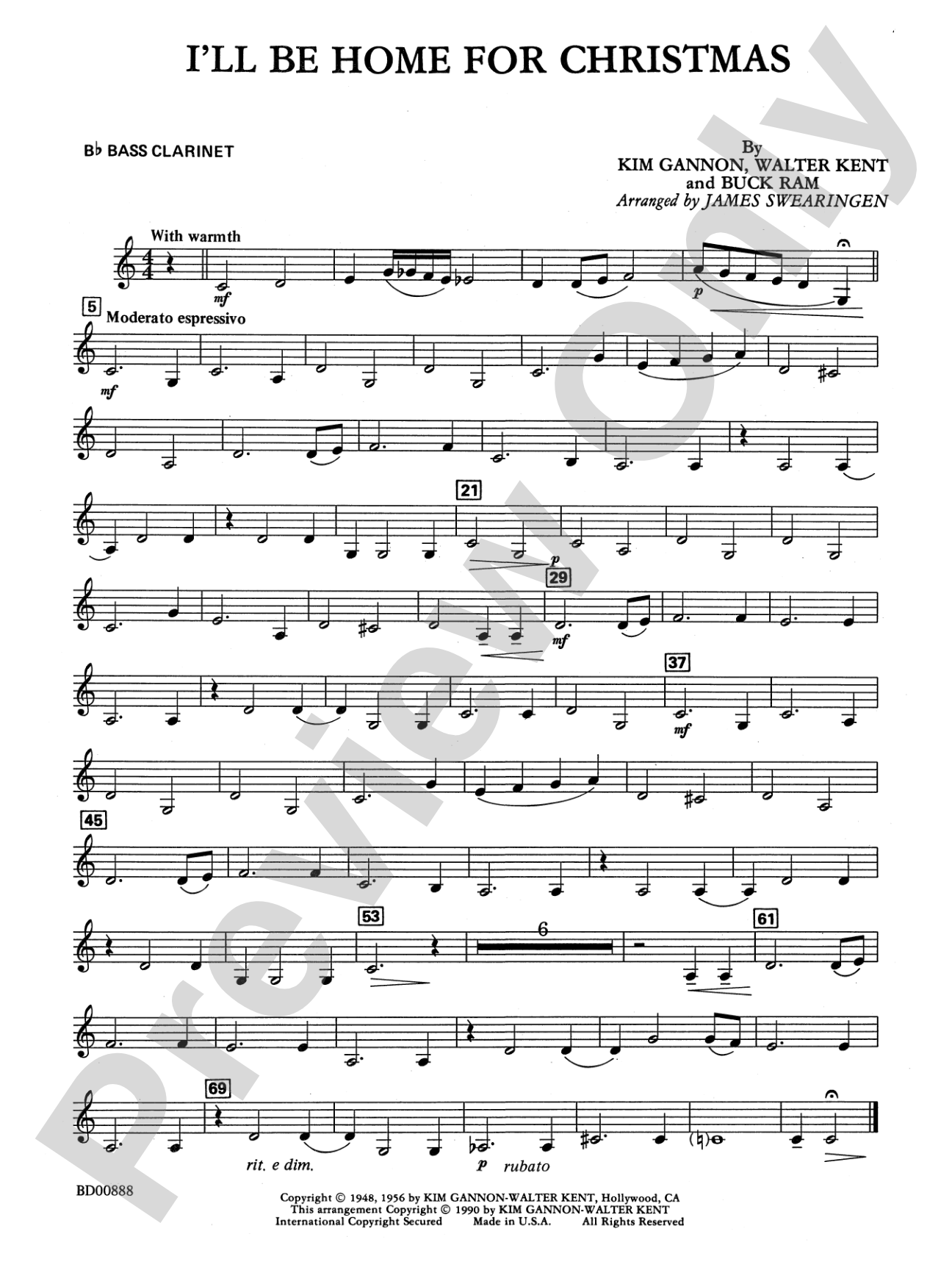 I'll Be Home for Christmas: B-flat Bass Clarinet