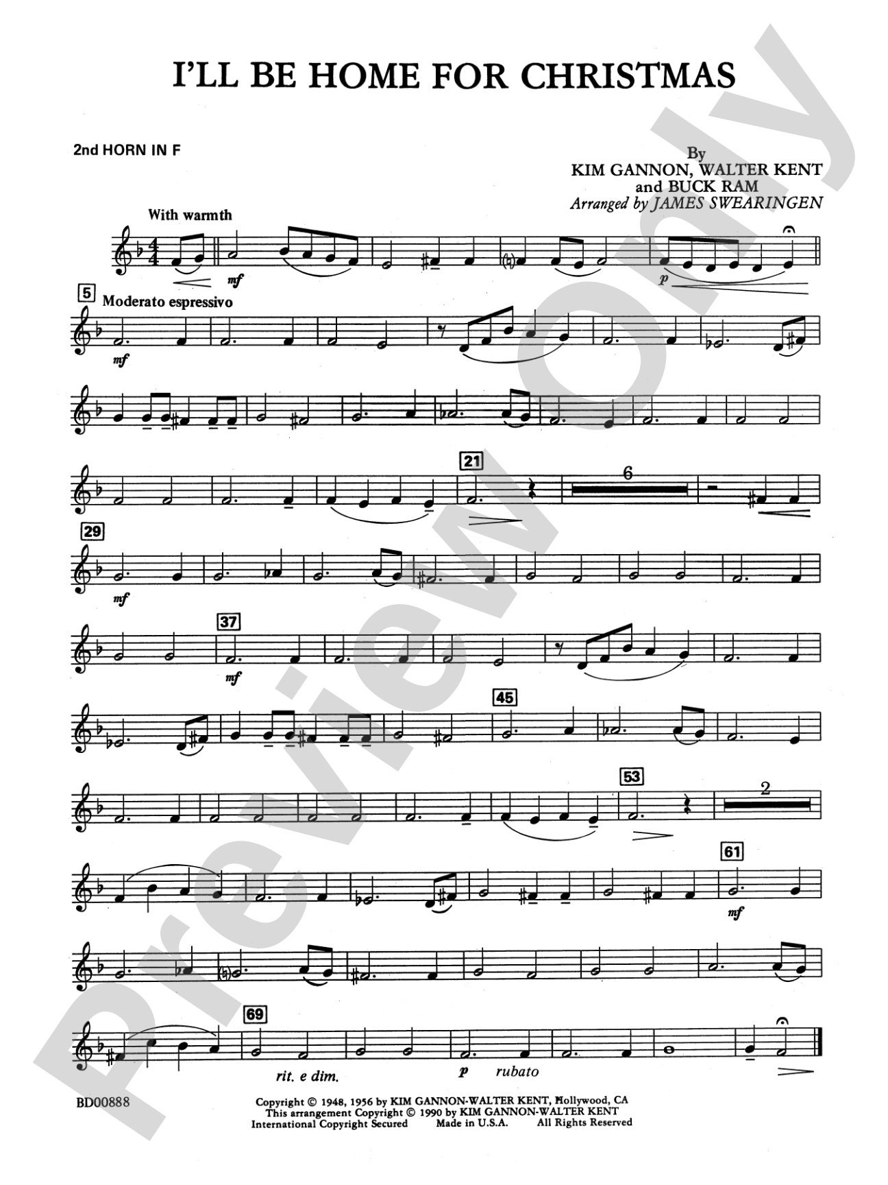 I'll Be Home for Christmas: 2nd F Horn