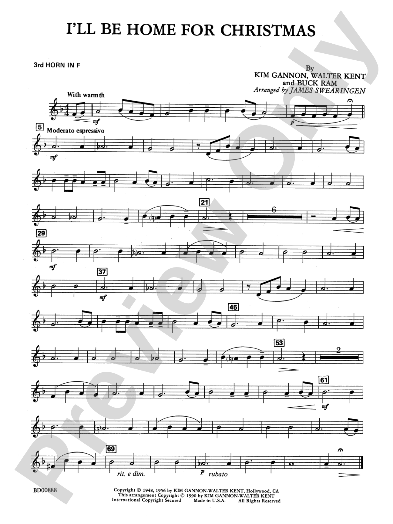 I'll Be Home for Christmas: 3rd F Horn