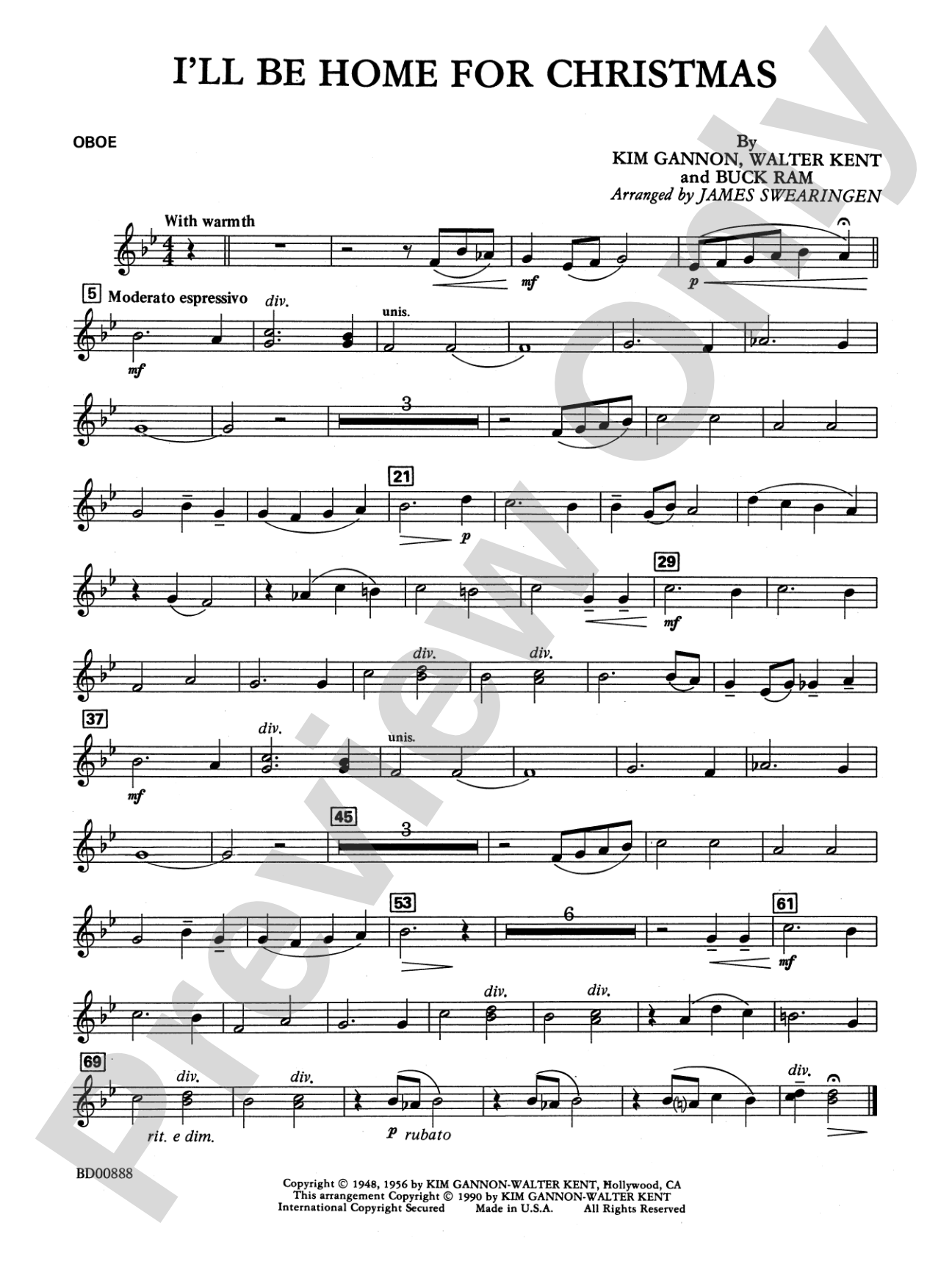 I'll Be Home for Christmas: Oboe
