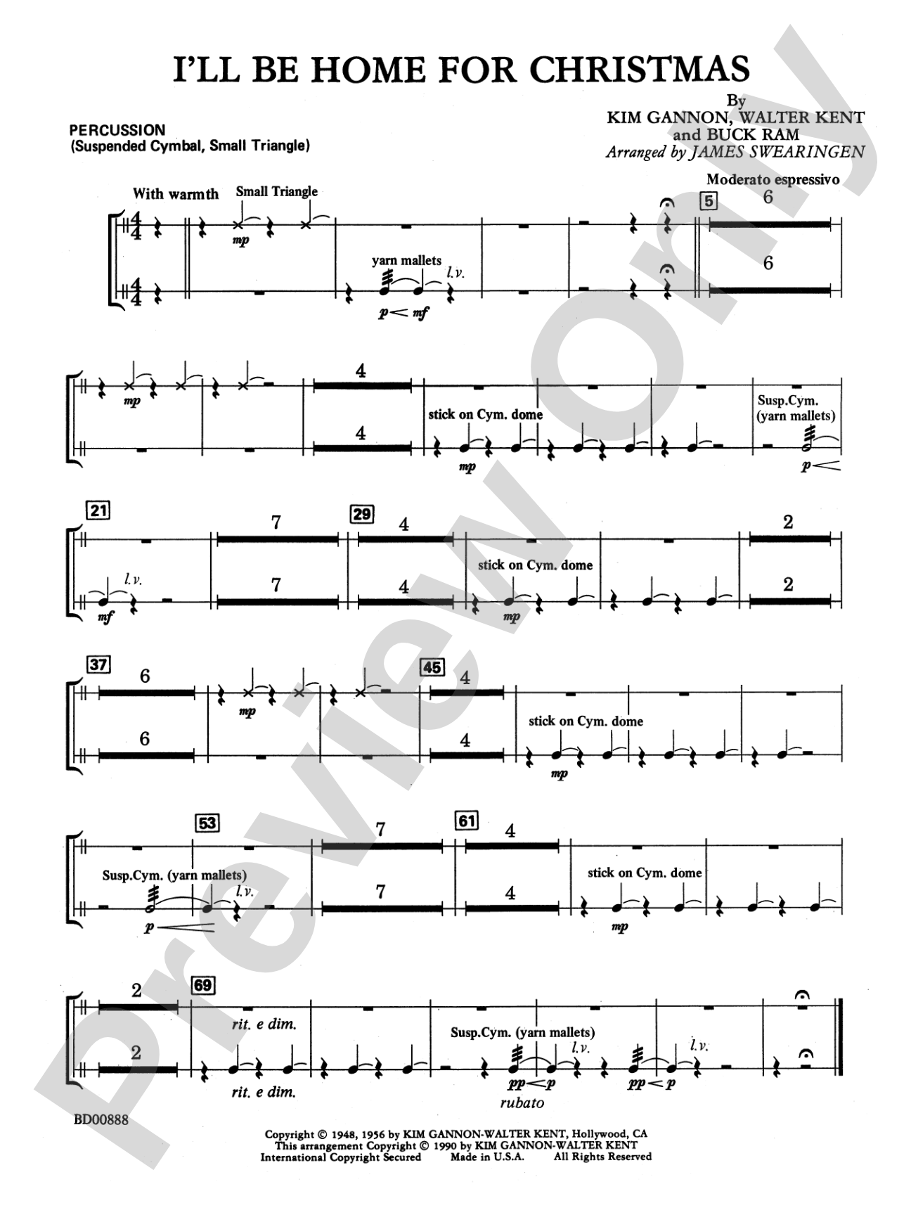 I'll Be Home for Christmas: 1st Percussion