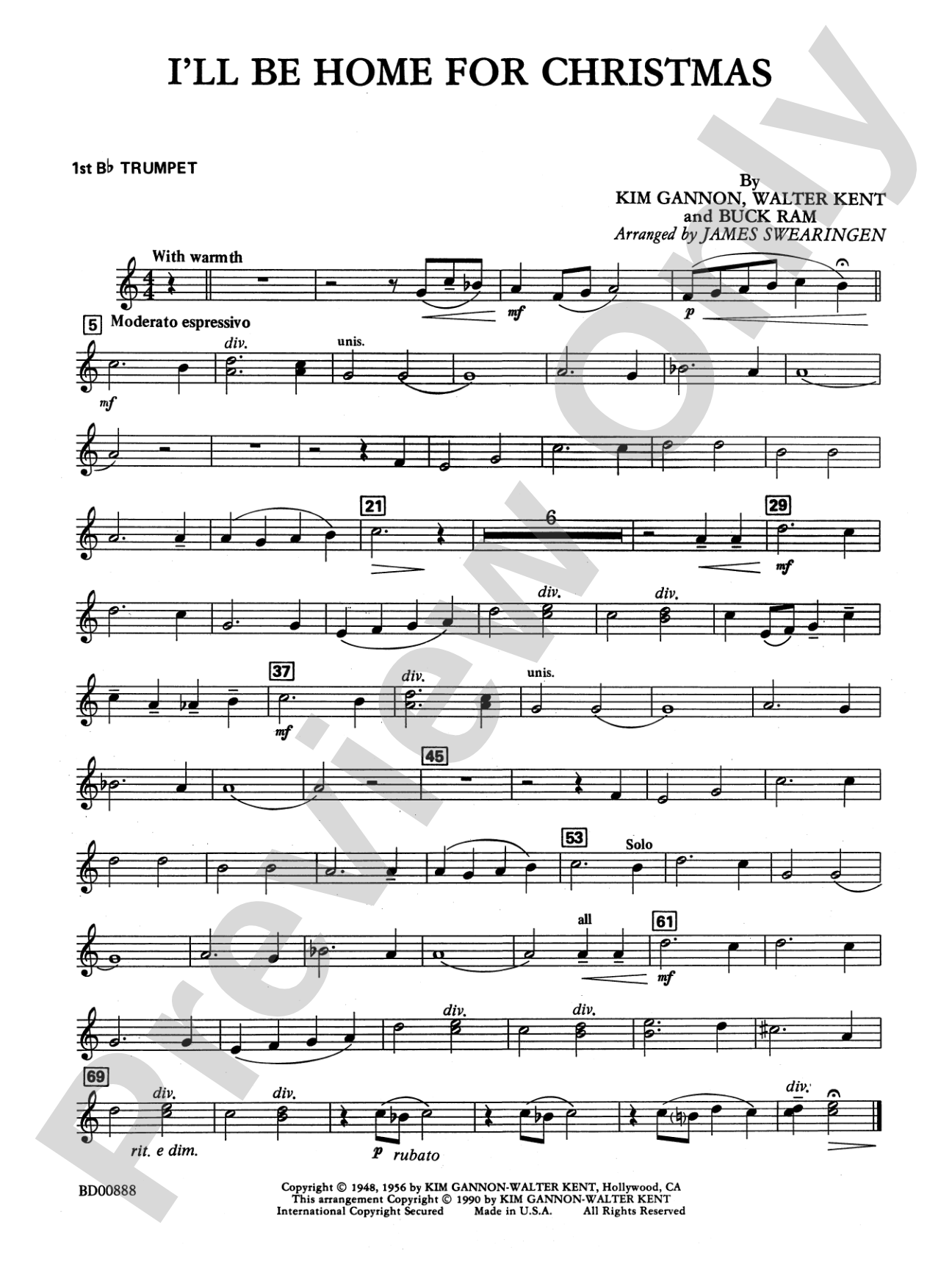I'll Be Home for Christmas: 1st B-flat Trumpet