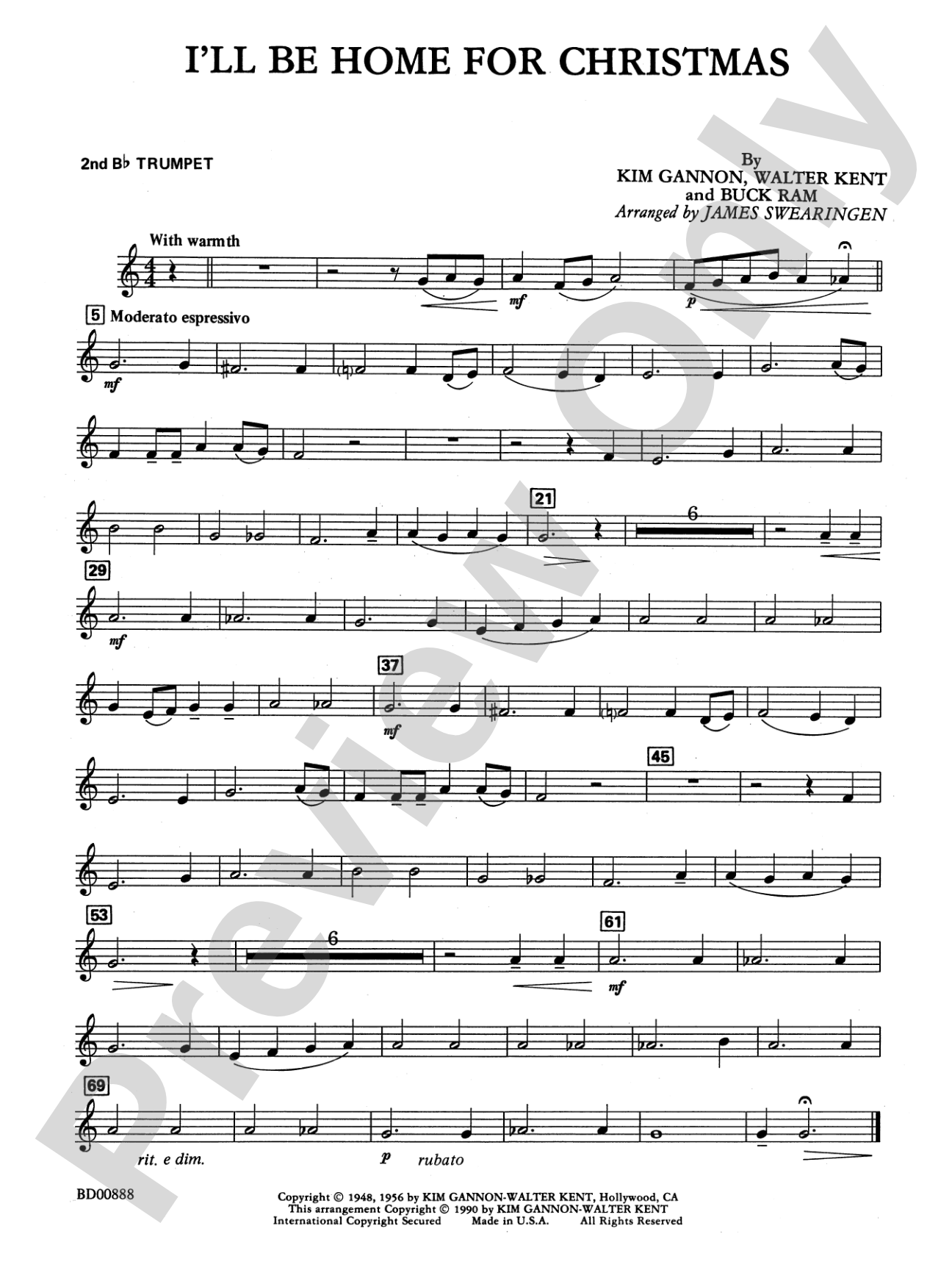 I'll Be Home for Christmas: 2nd B-flat Trumpet