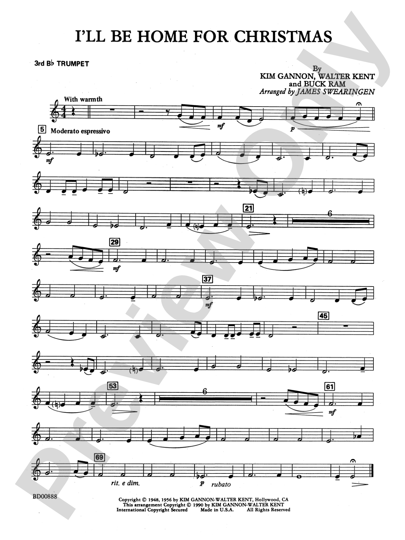 I'll Be Home for Christmas: 3rd B-flat Trumpet