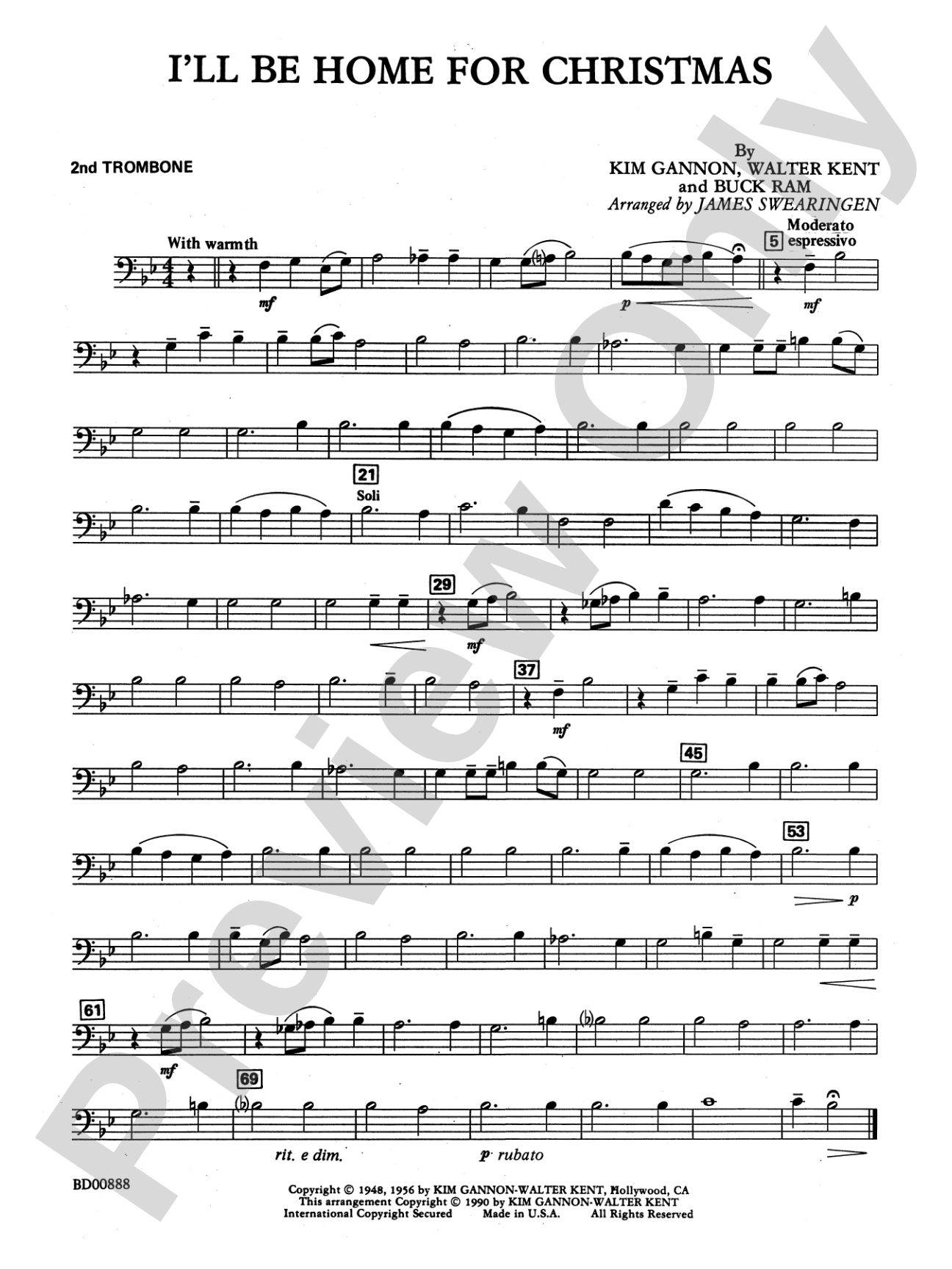 I'll Be Home for Christmas: 2nd Trombone
