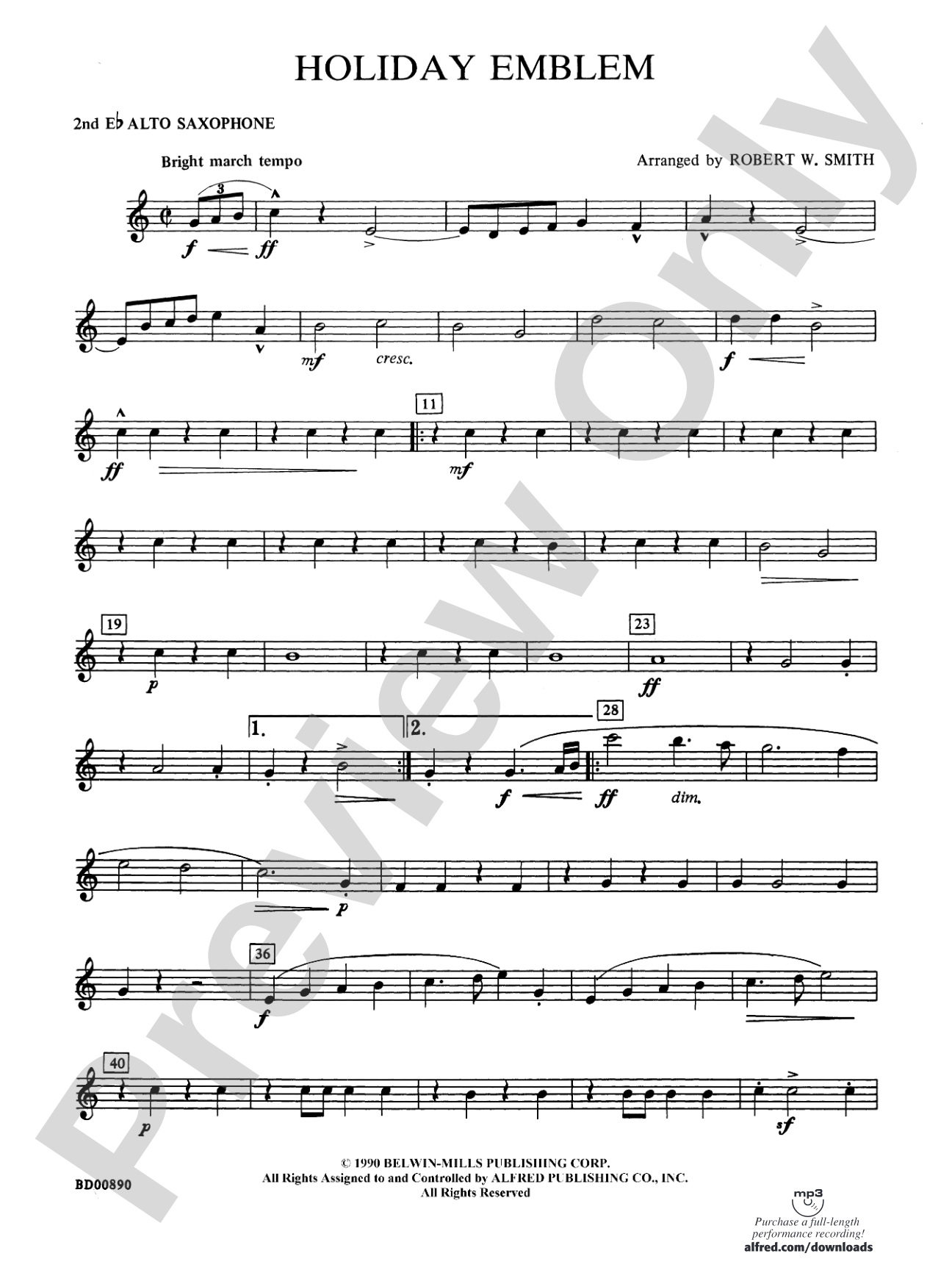 Holiday Emblem: 2nd E-flat Alto Saxophone