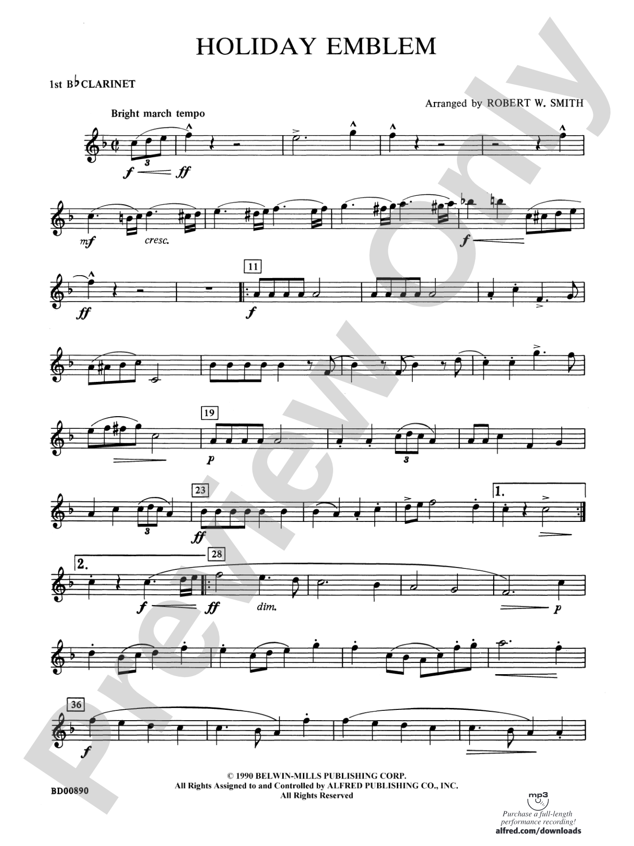 Holiday Emblem: 1st B-flat Clarinet
