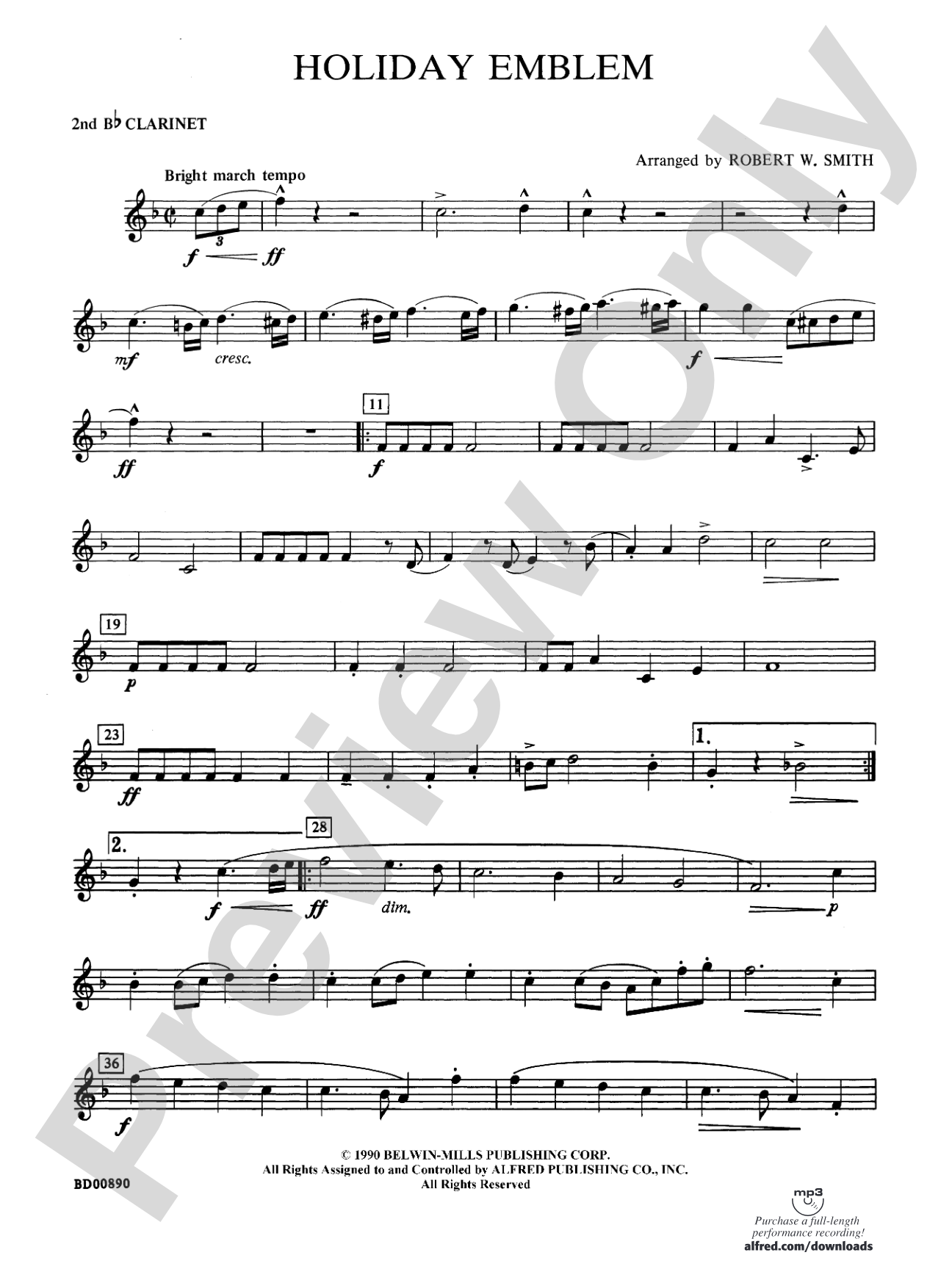 Holiday Emblem: 2nd B-flat Clarinet