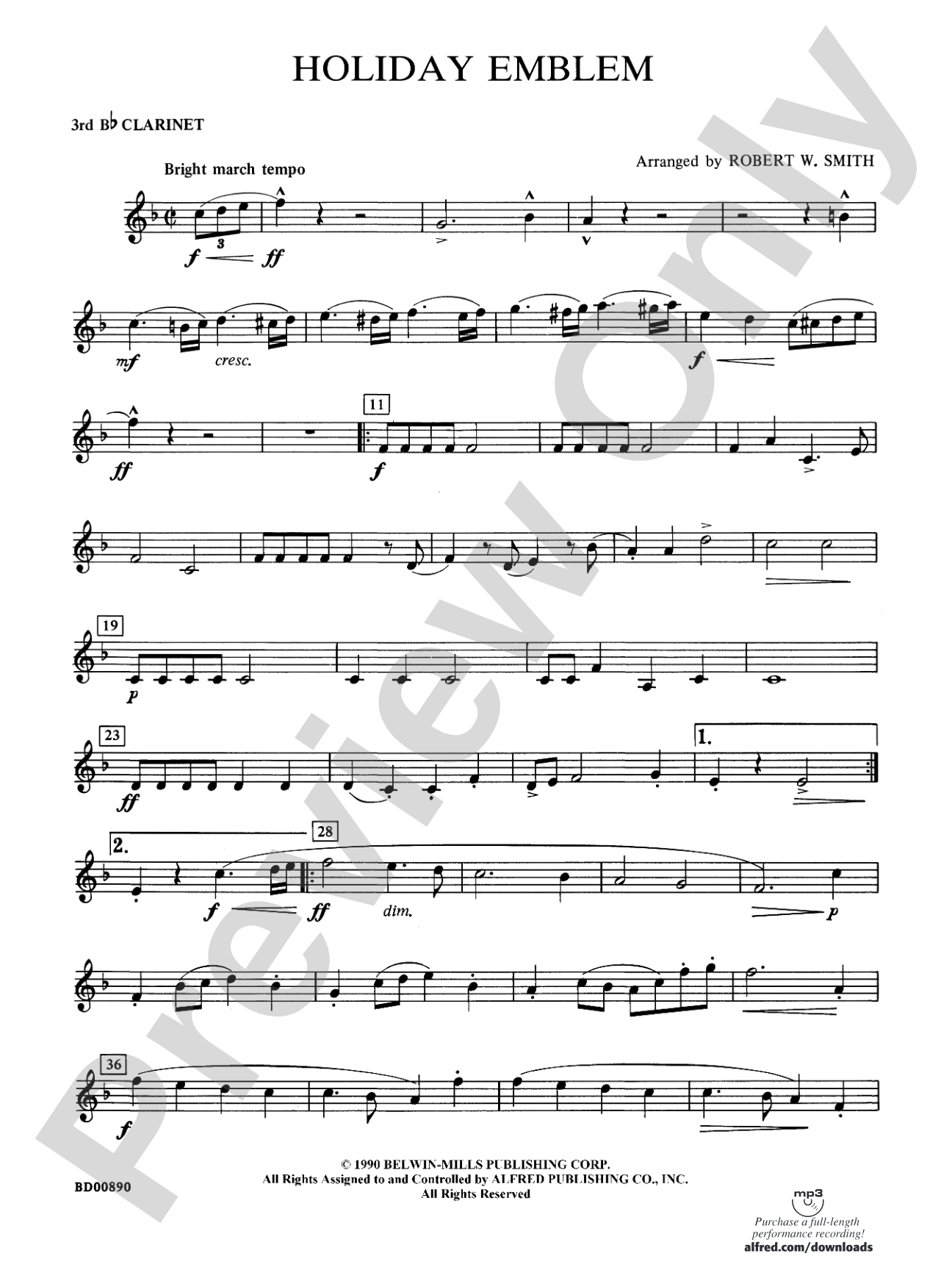 Holiday Emblem: 3rd B-flat Clarinet