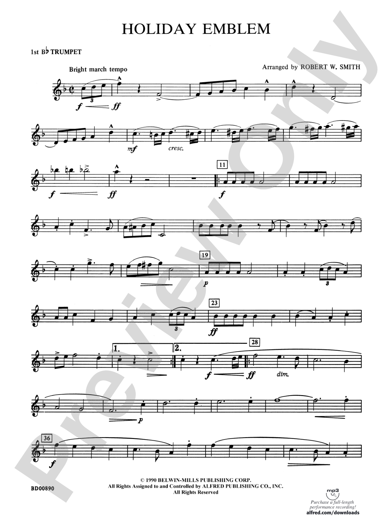 Holiday Emblem: 1st B-flat Trumpet
