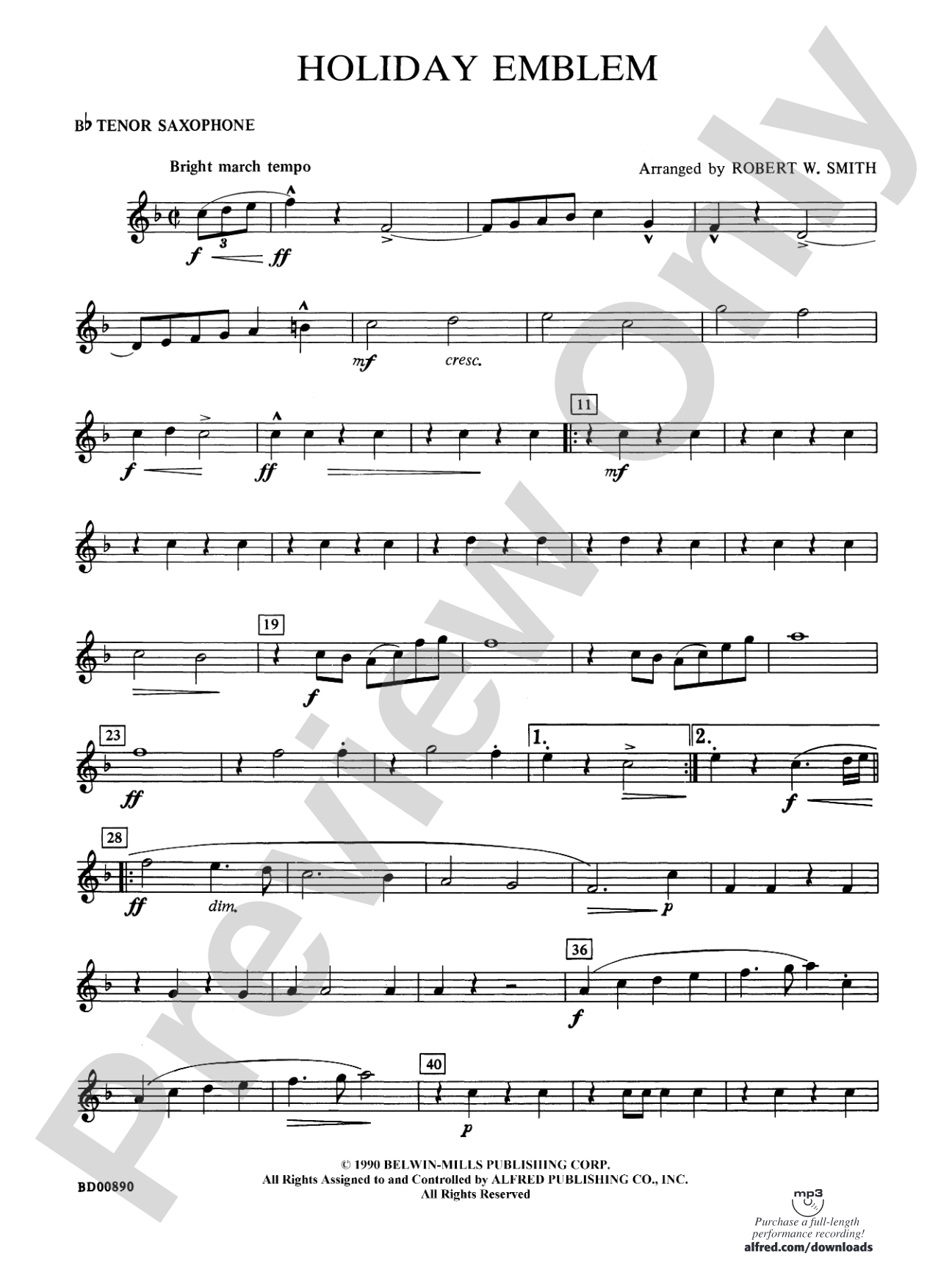 Holiday Emblem: B-flat Tenor Saxophone