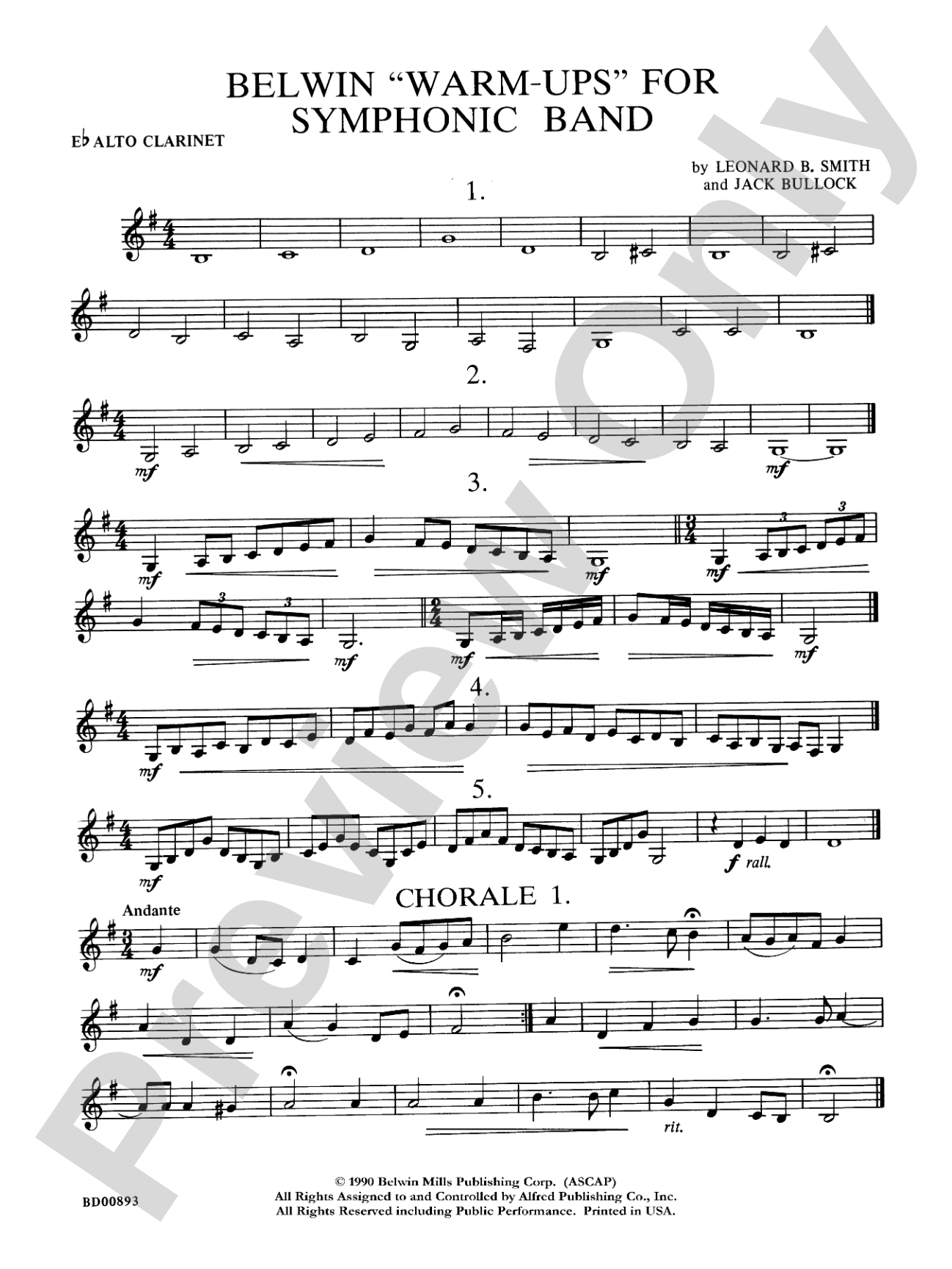 Belwin "Warm-Ups" for Symphonic Band: E-flat Alto Clarinet