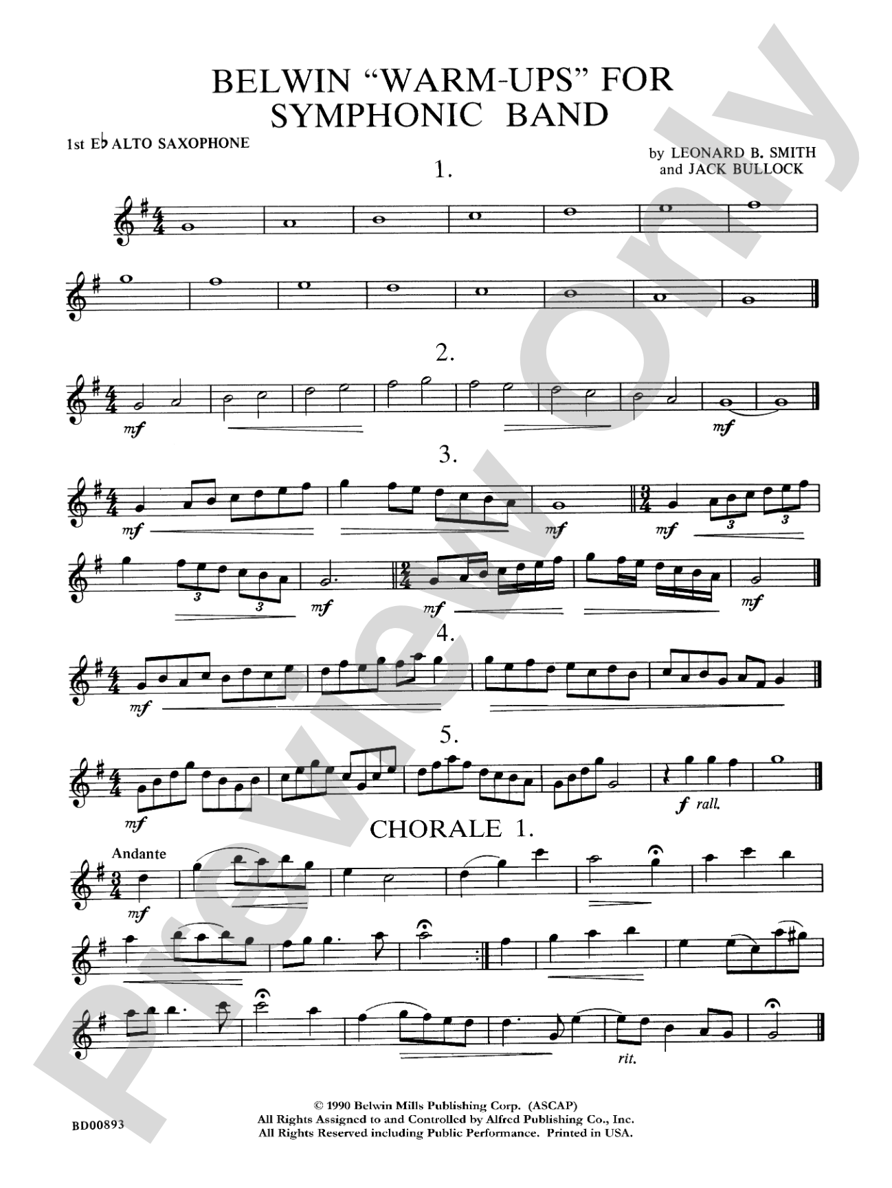 Belwin "Warm-Ups" for Symphonic Band: E-flat Alto Saxophone