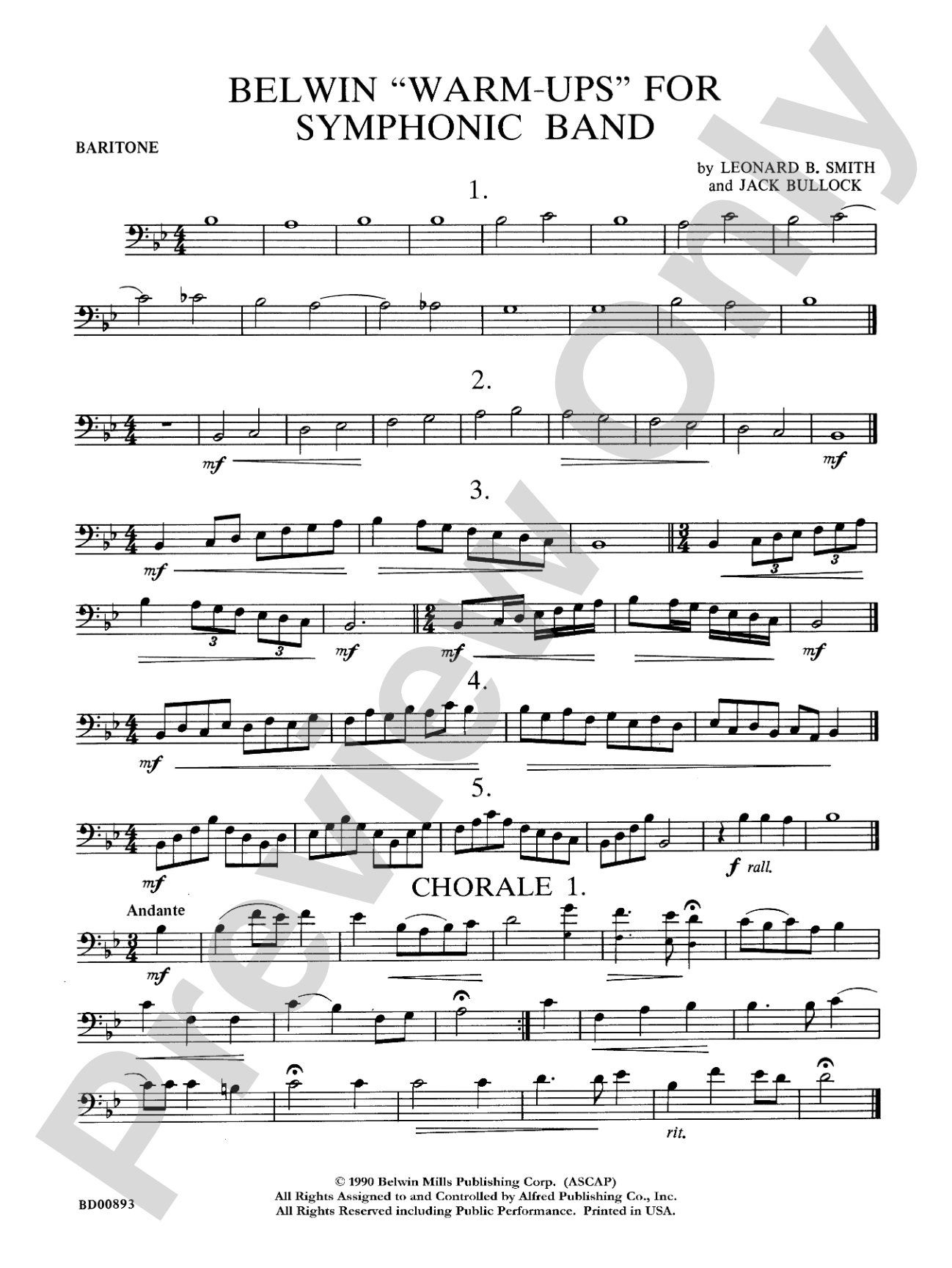 Belwin "Warm-Ups" for Symphonic Band: Baritone B.C.