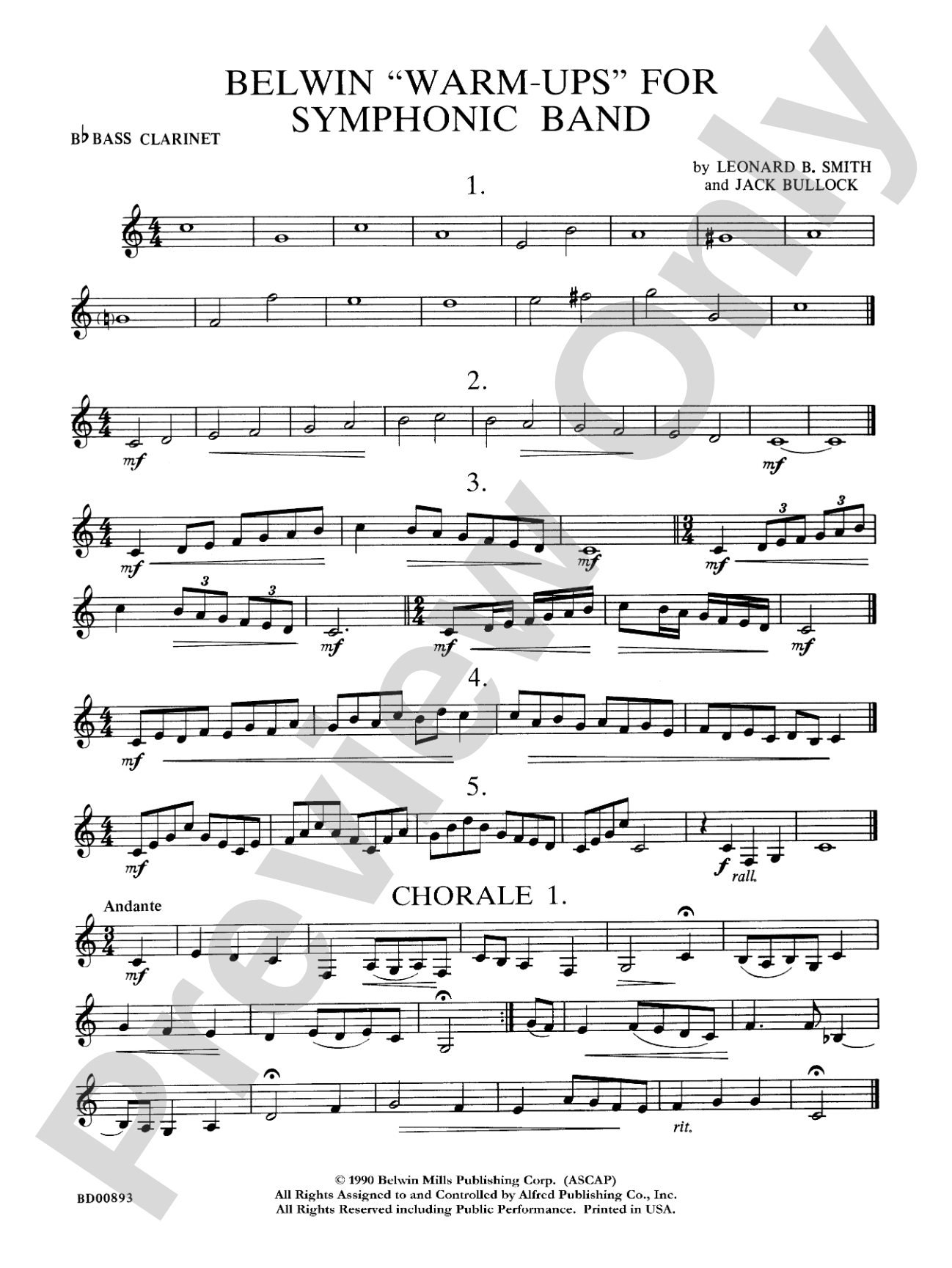 Belwin "Warm-Ups" for Symphonic Band: B-flat Bass Clarinet