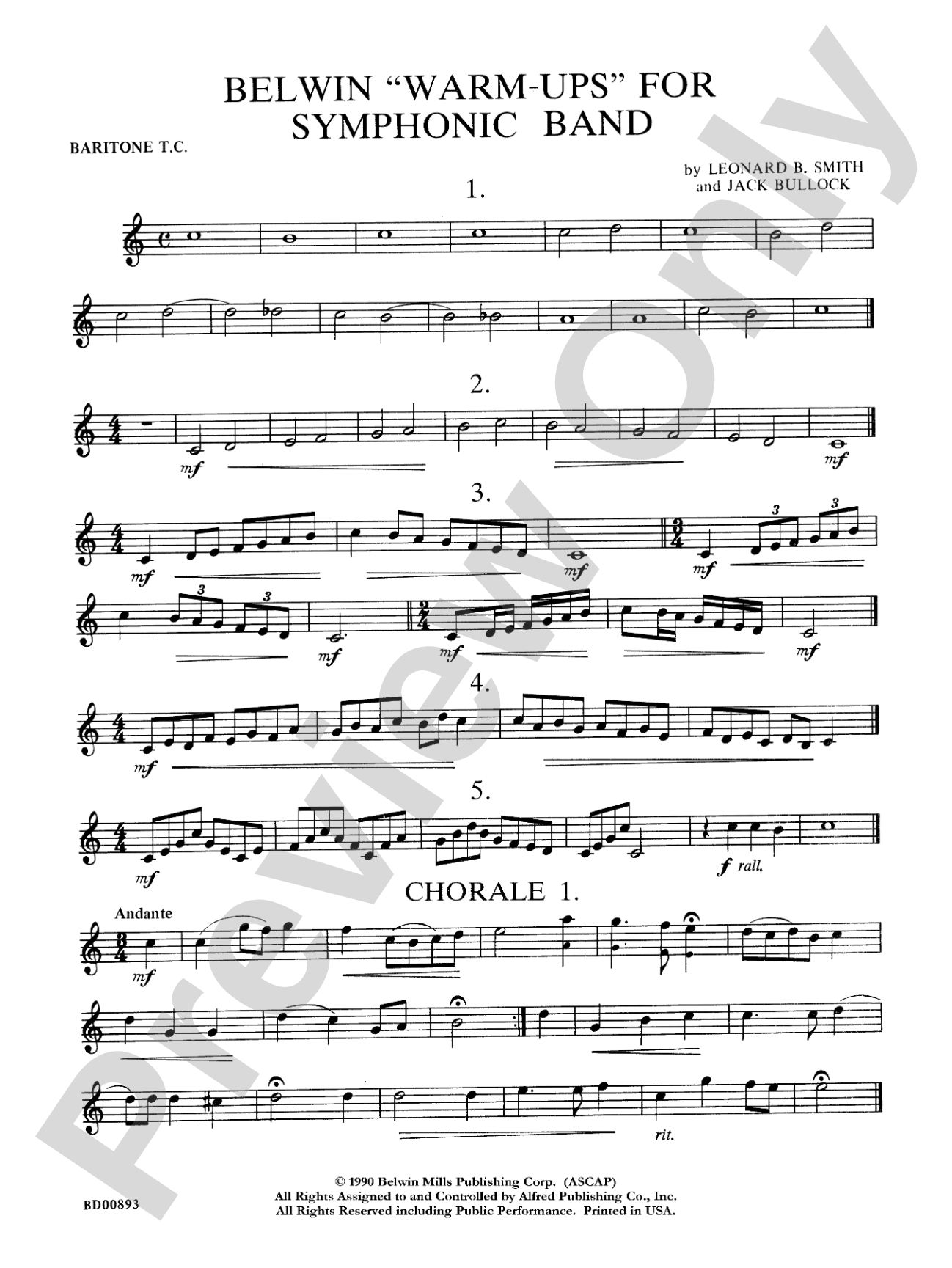 Belwin "Warm-Ups" for Symphonic Band: Baritone T.C.