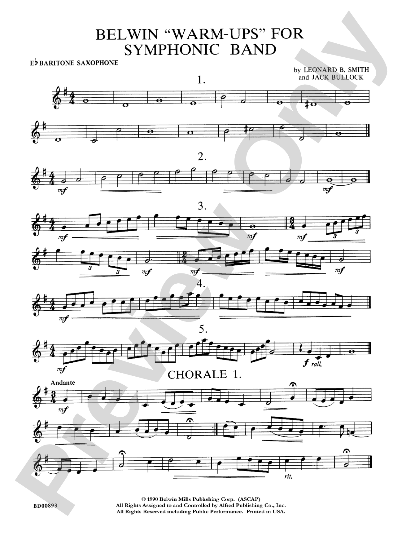 Belwin "Warm-Ups" for Symphonic Band: E-flat Baritone Saxophone