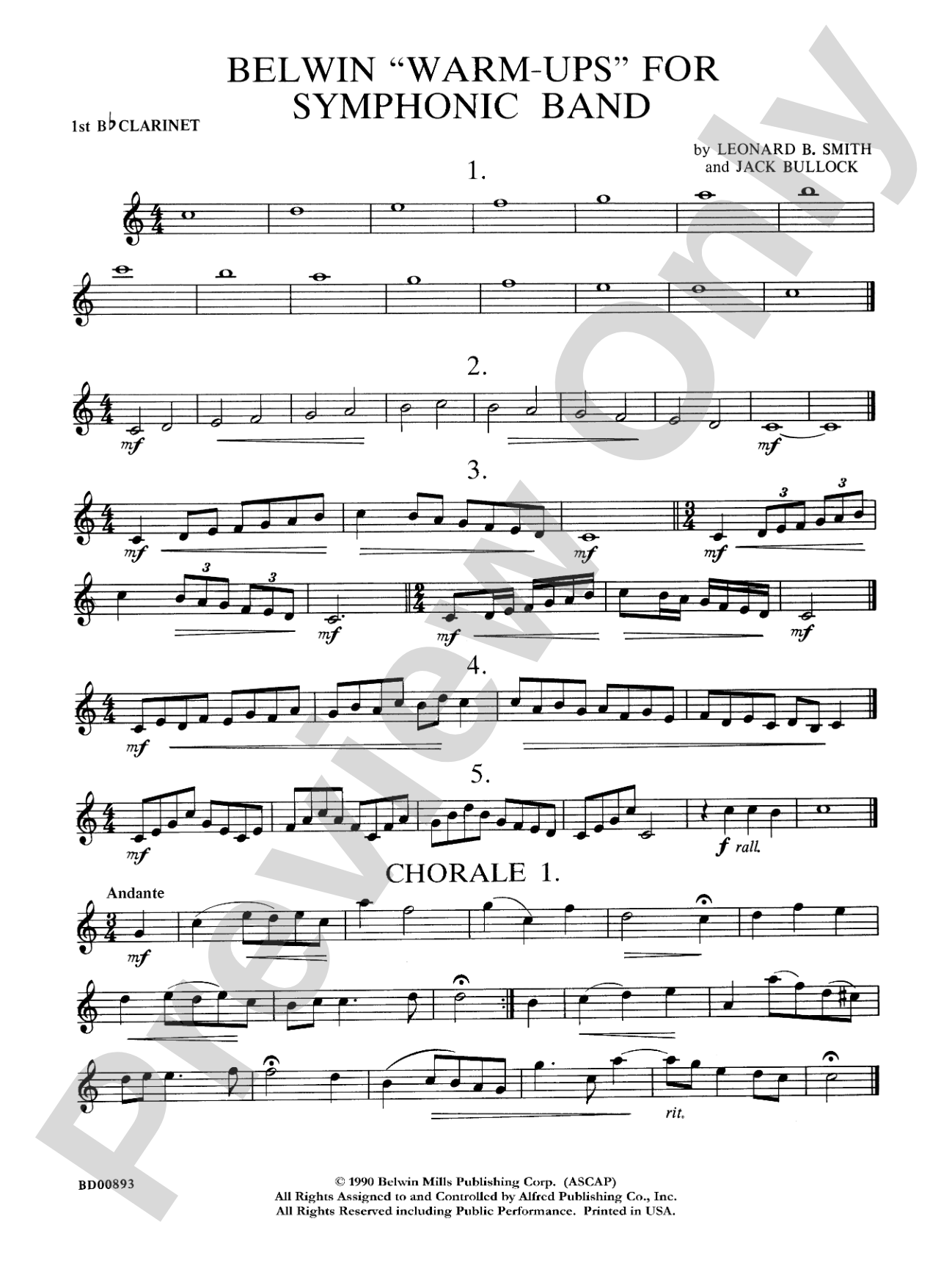 Belwin "Warm-Ups" for Symphonic Band: 1st B-flat Clarinet
